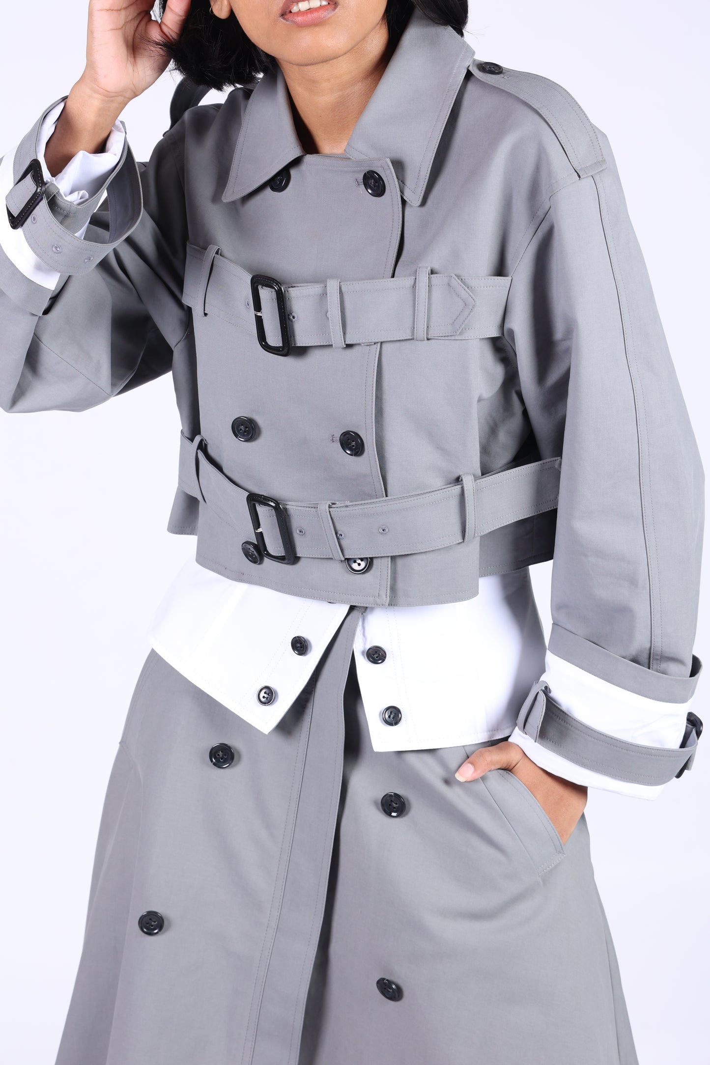 Elegant Grey Cotton Jacket