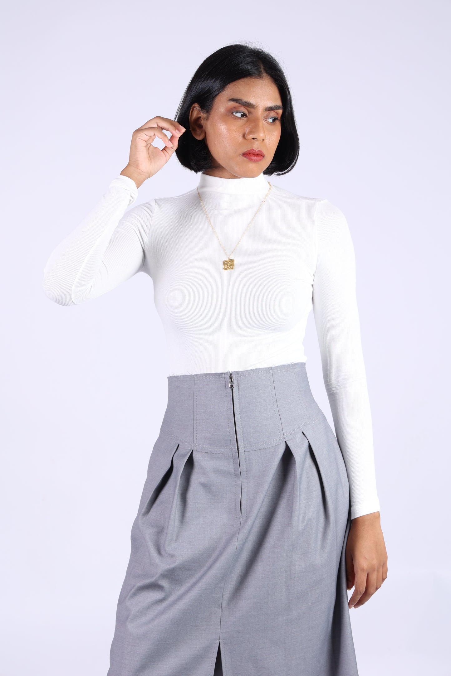 White Cotton Polo Neck T-shirt