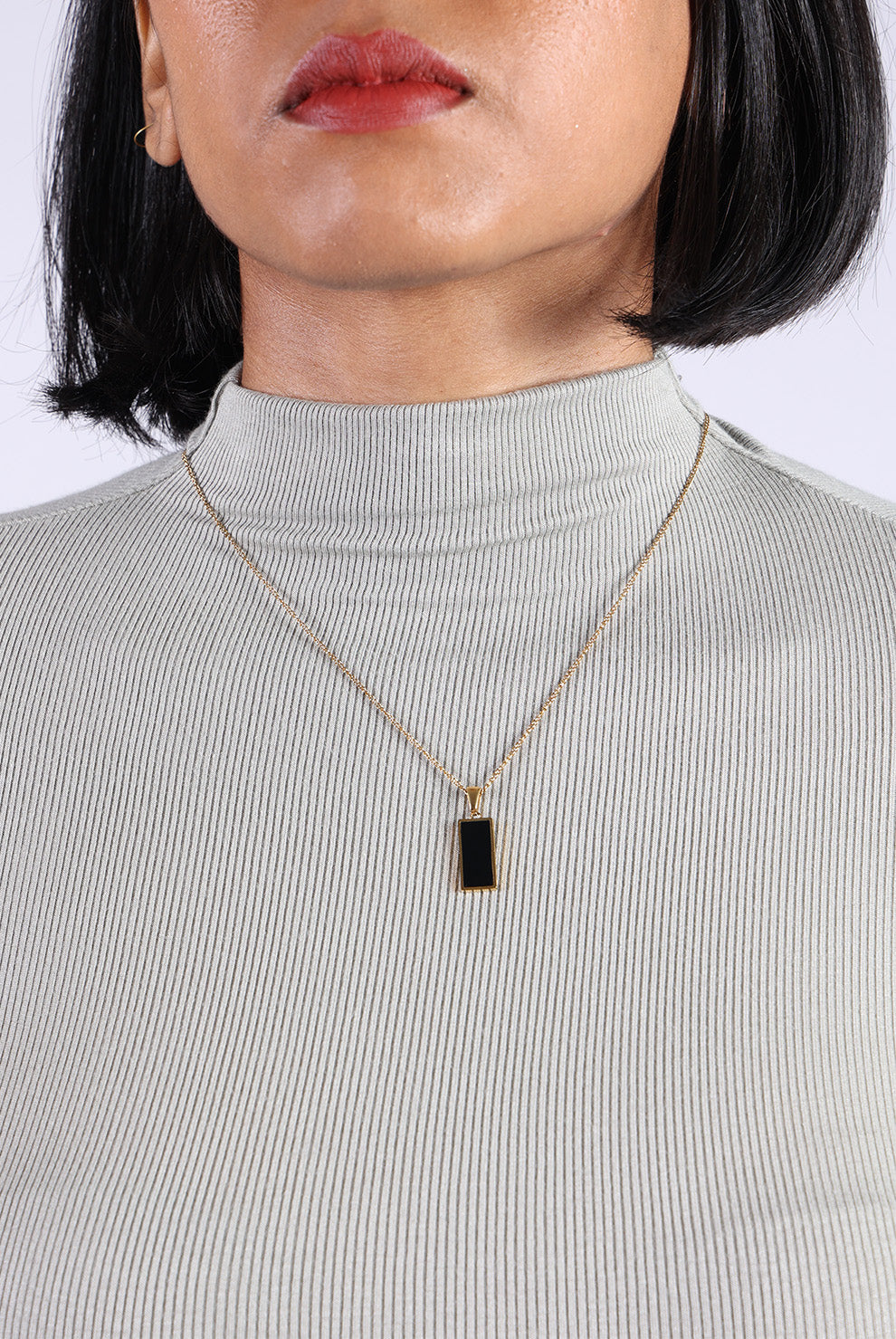 Grey Cotton Polo Neck T-Shirt