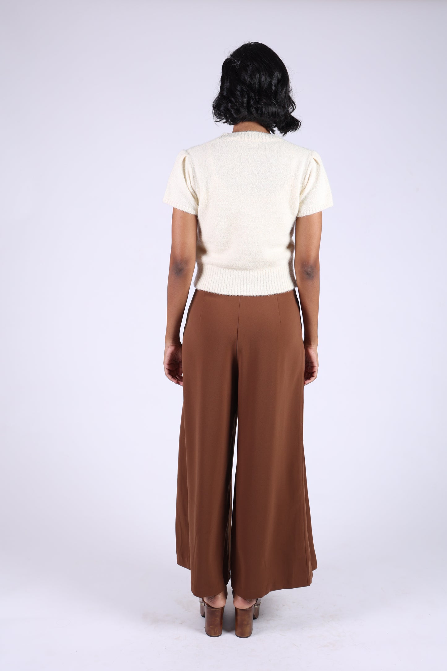 Off-White Cotton Wool Short Sleeves Top