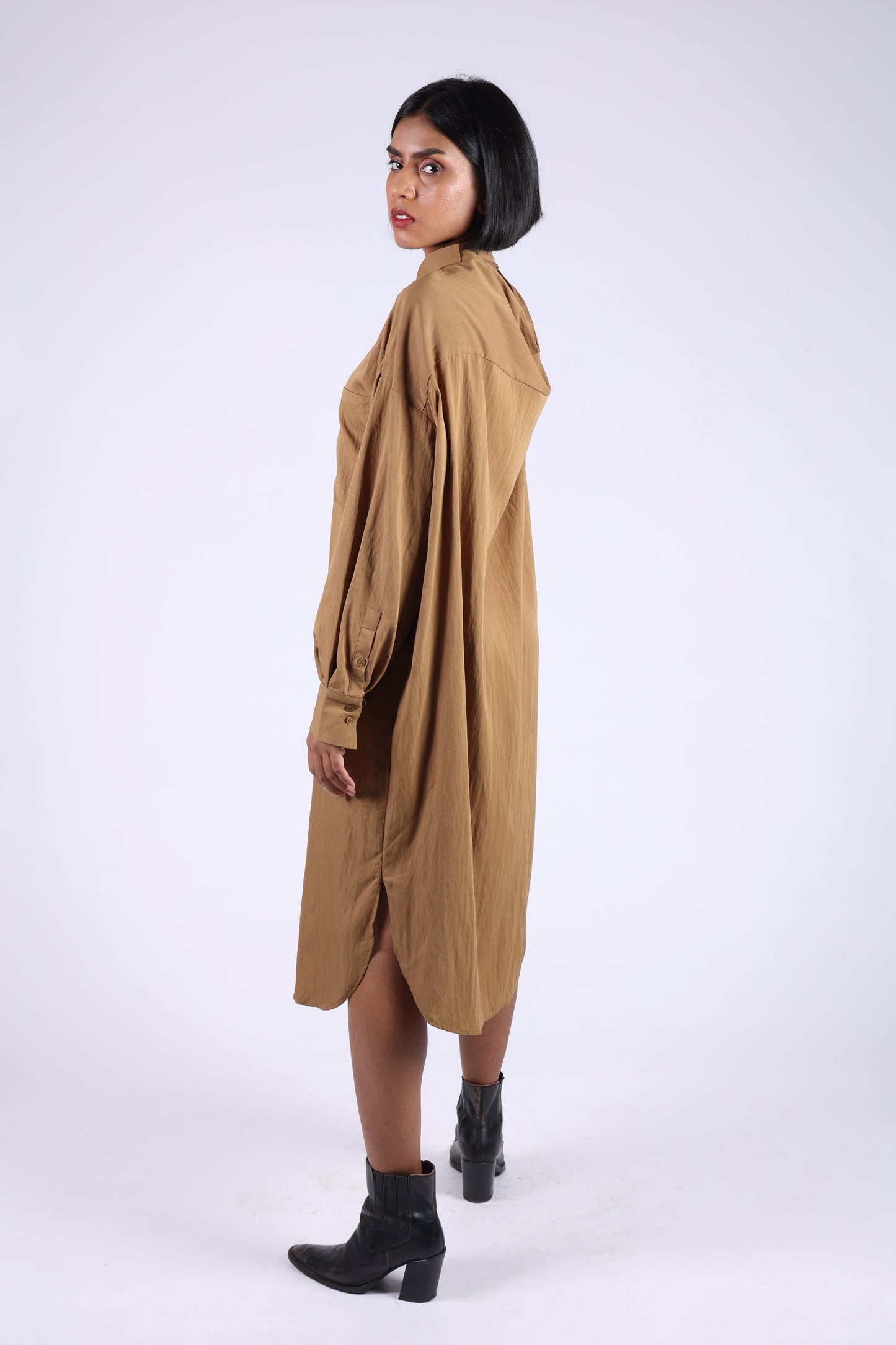 Brown Cotton Long Shirt