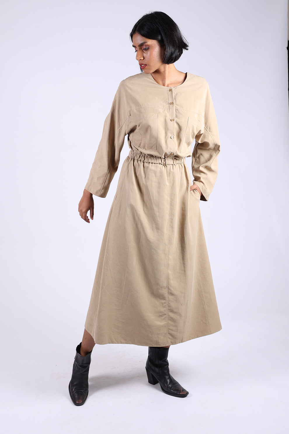 Beige Cotton Dress