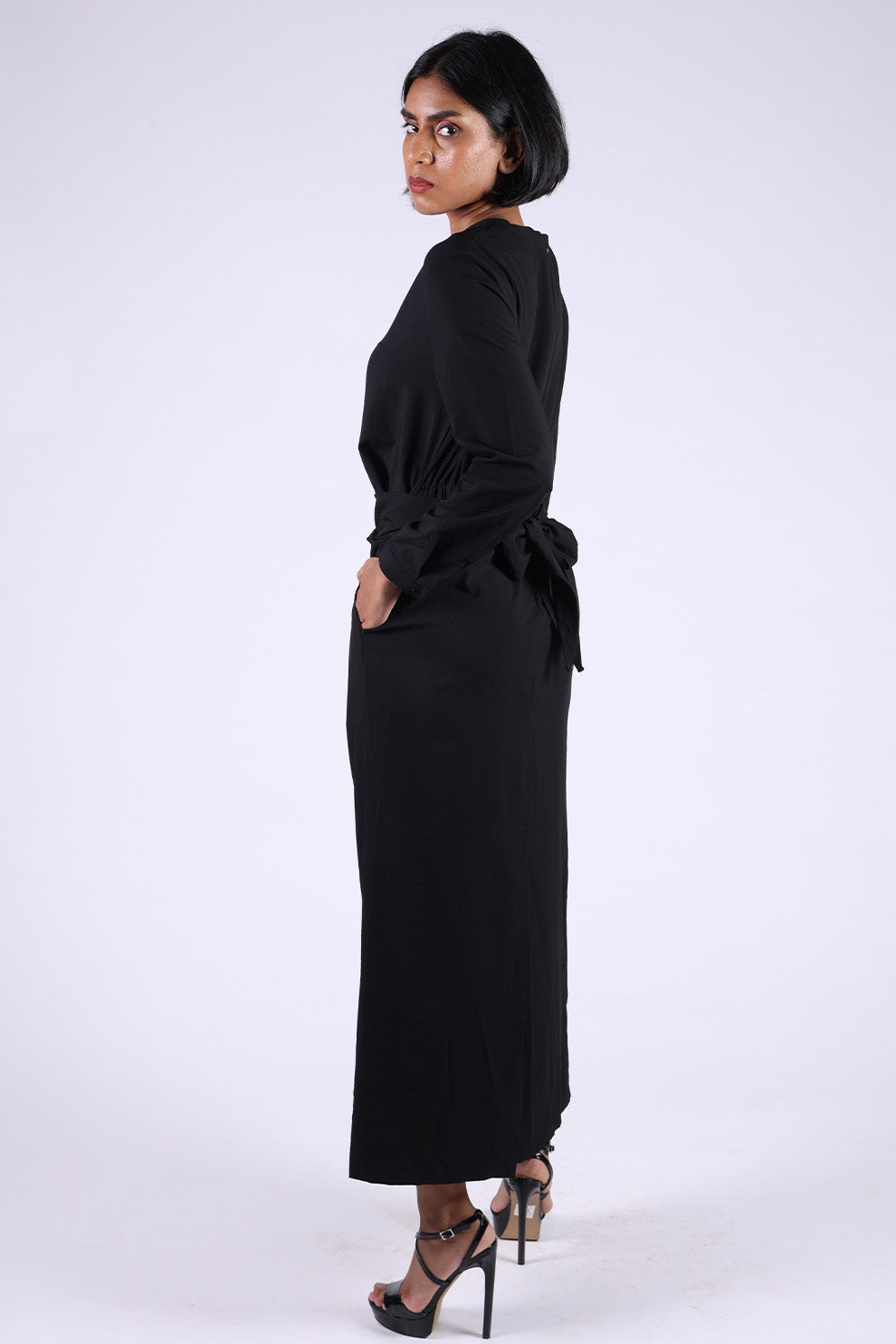 Black Long Wrap Dress