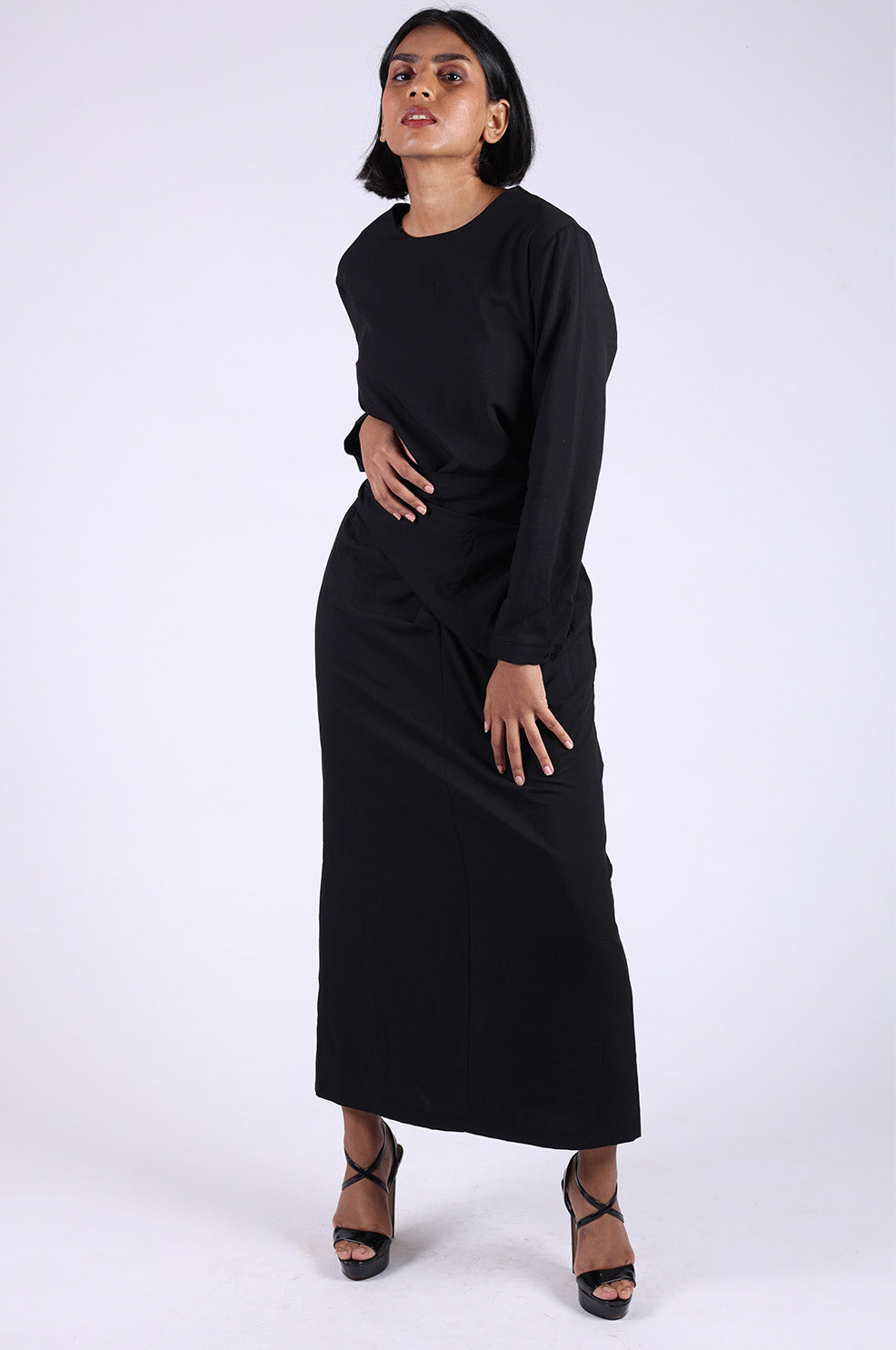 Black Long Wrap Dress