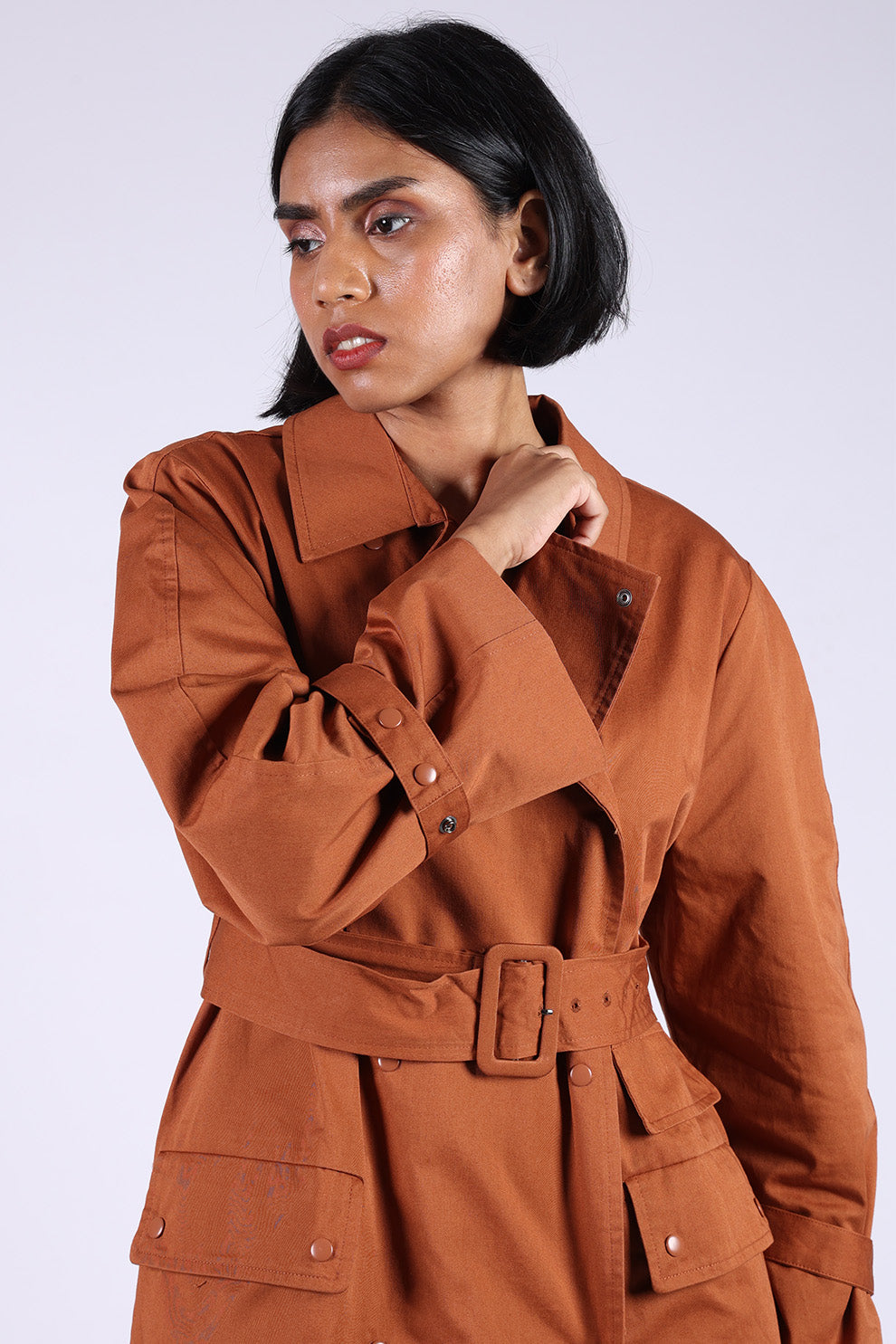 Brown Cotton Trench Coat