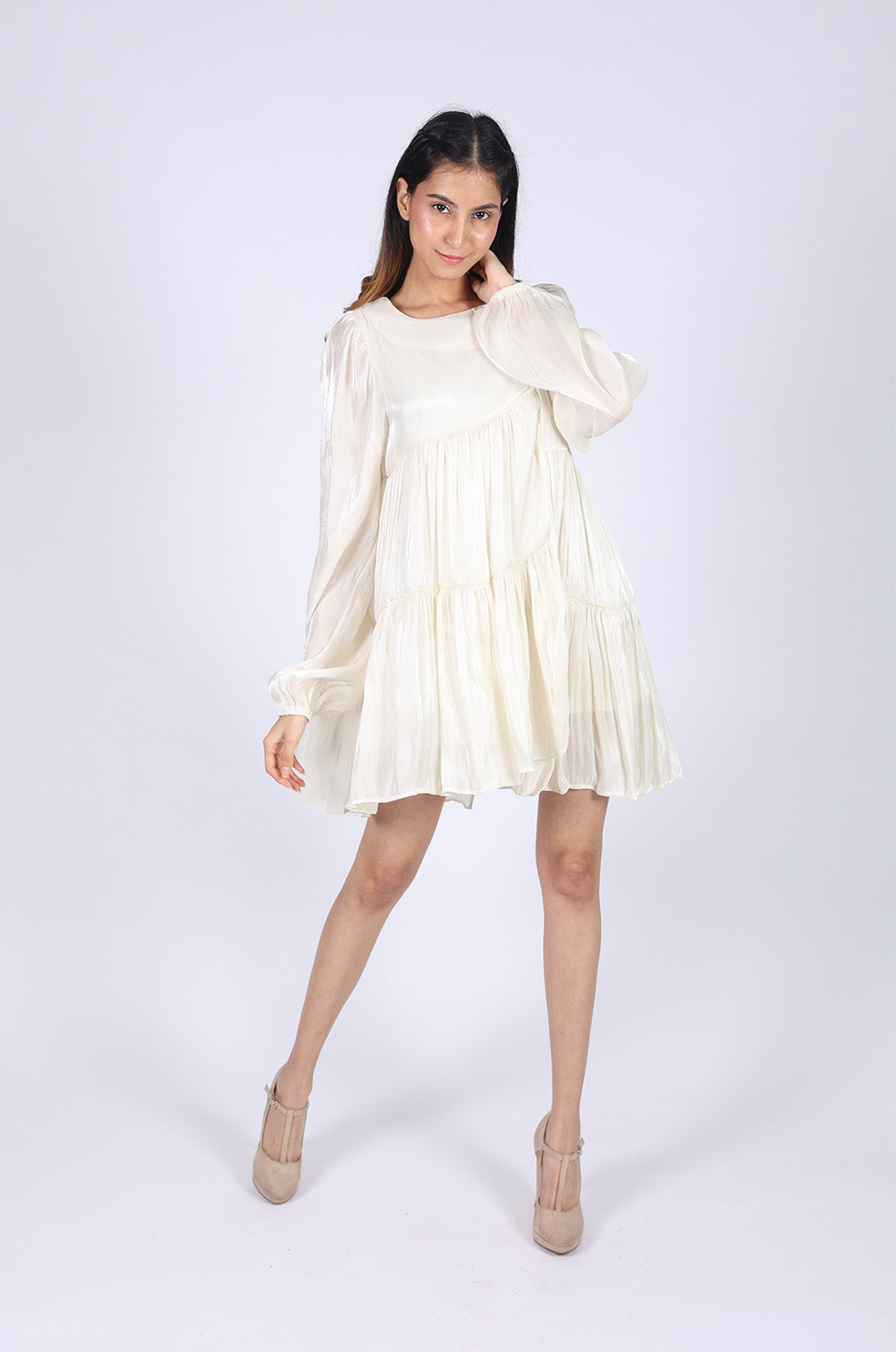 White Silk Short Dress