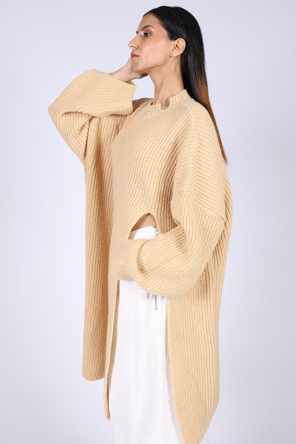 Beige Wool Knitted Sweater