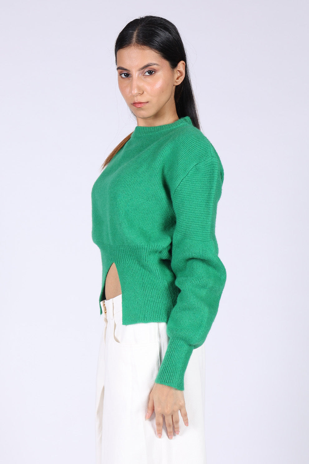 Green Knitted Short Sweater
