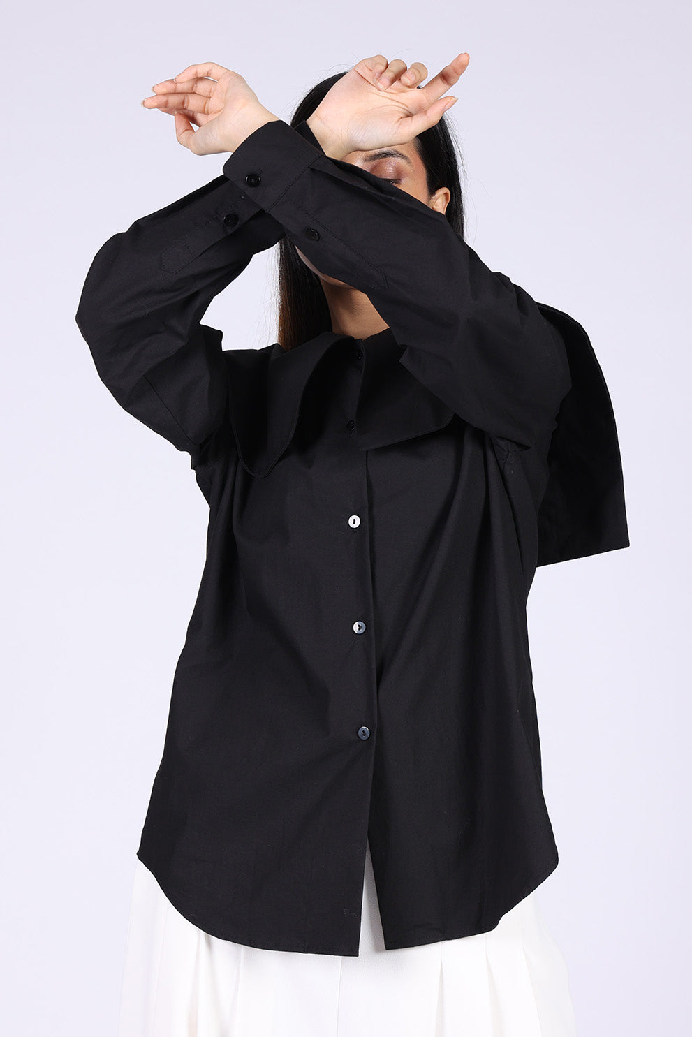 Black Cotton Sailor Shirt