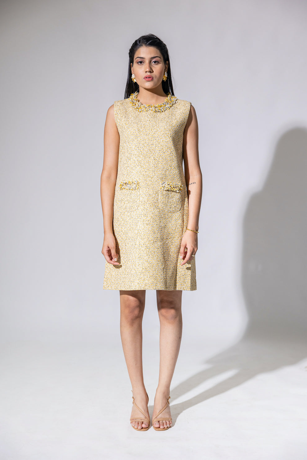 Yellow Tweed Dress