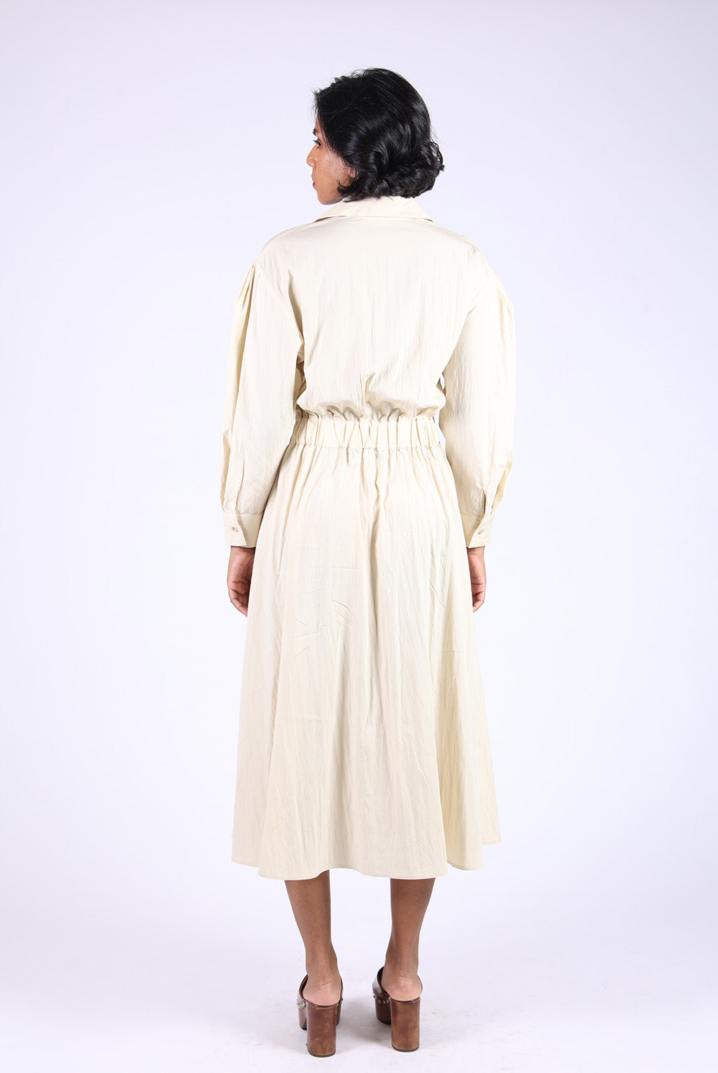 Beige Wrap Full Sleeves Dress