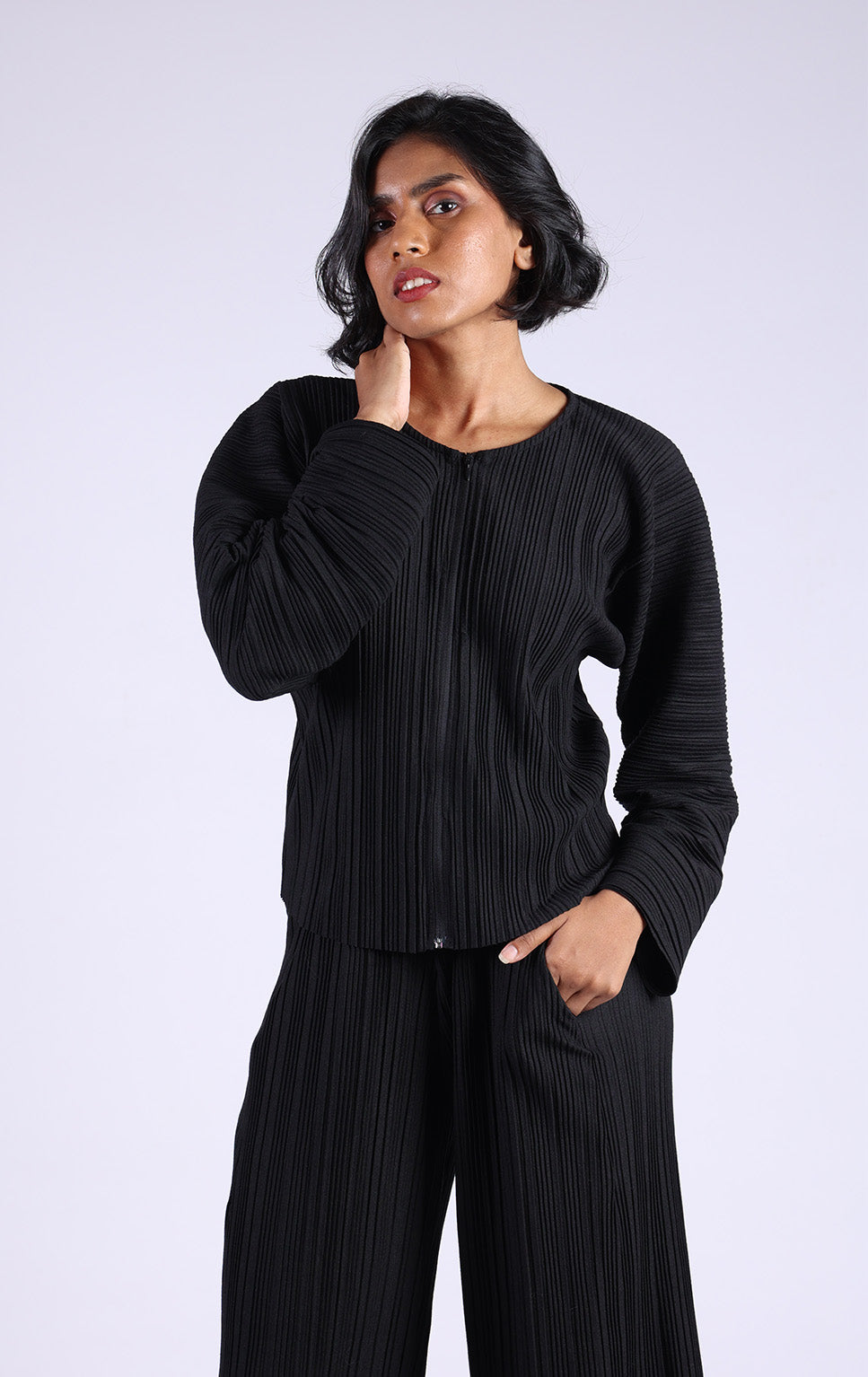 Black Top and Matching Pleated Pants set
