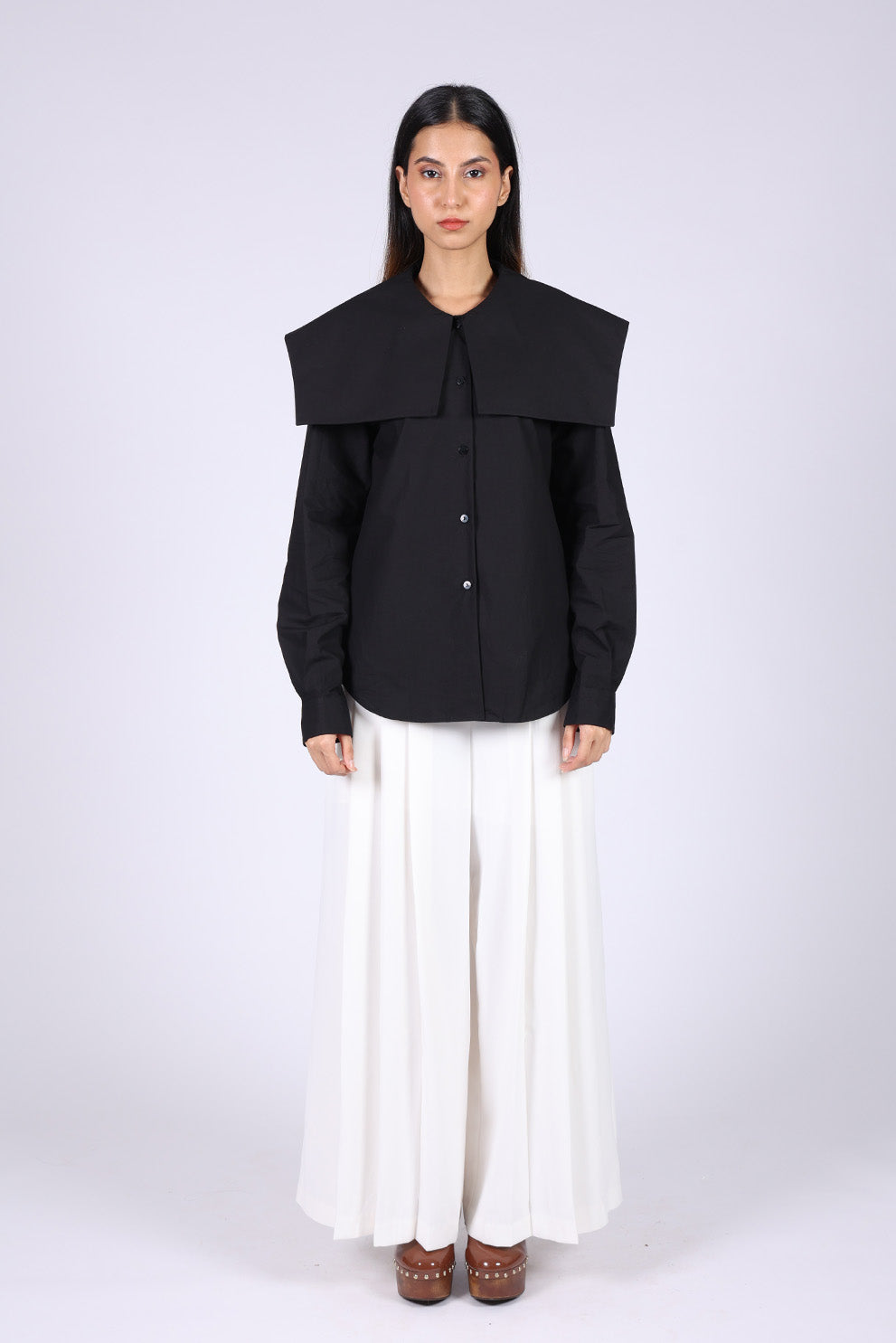Black Cotton Sailor Shirt