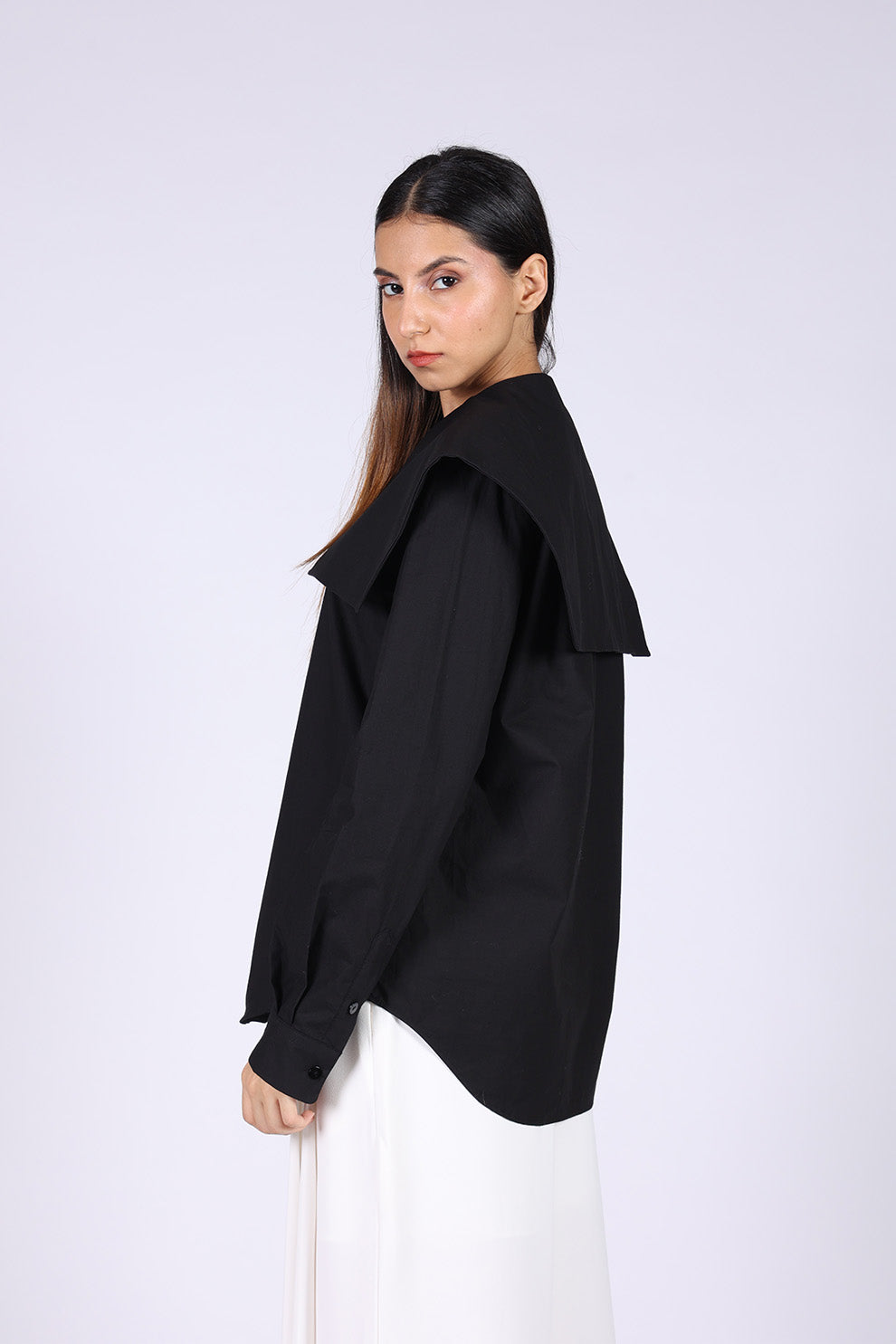 Black Cotton Sailor Shirt