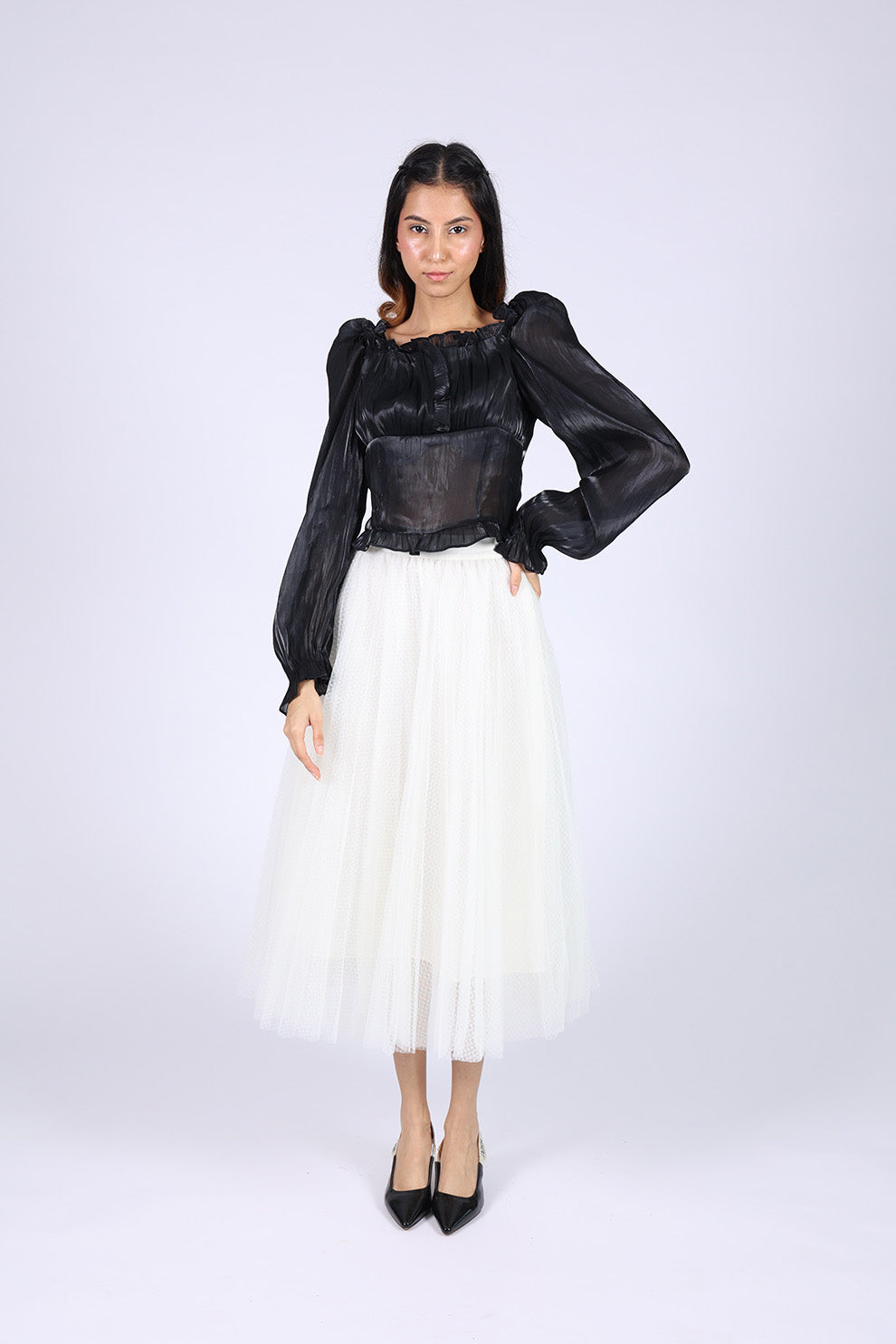 Black Silk Crop Top