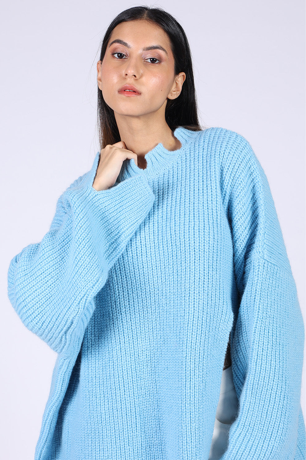 Blue Wool Knitted Sweater