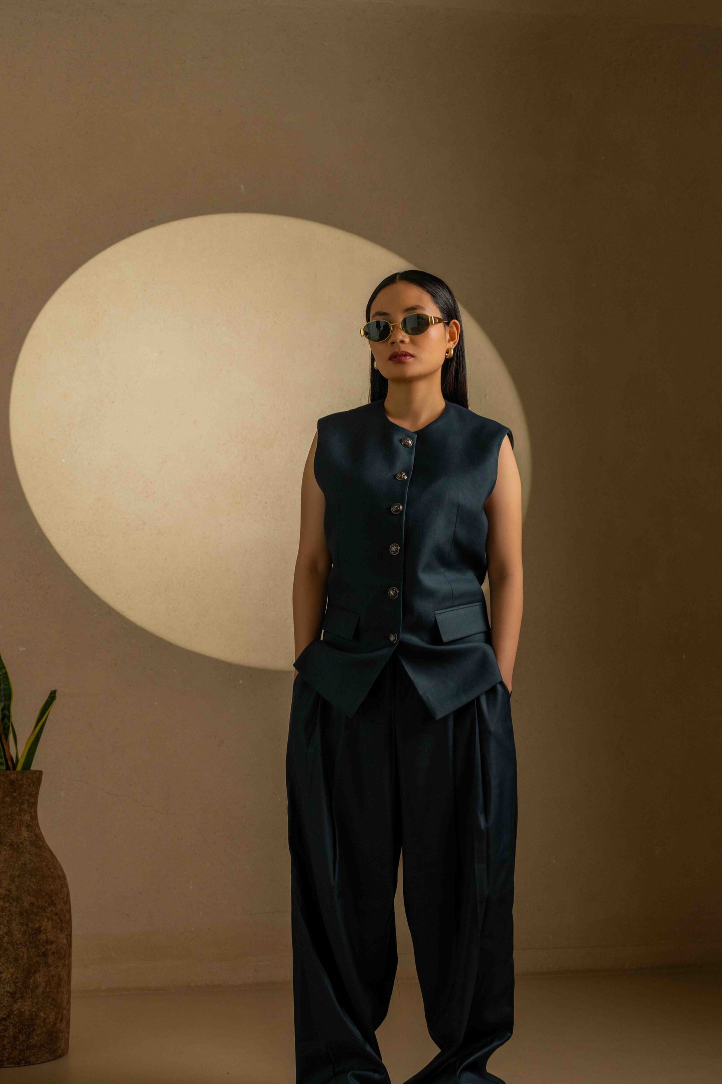 Sans Sleeveless Structured Formal Blazer set – Deep Teal