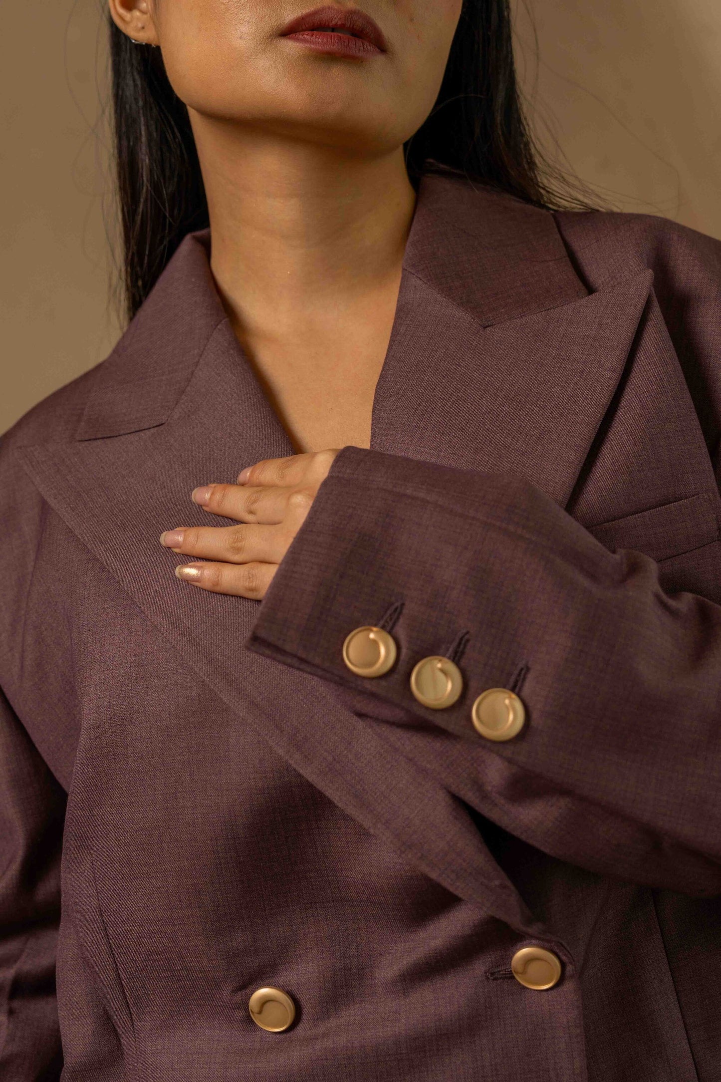 Sans Double-Breasted Mauve Purple Power Suit – Blazer & Trousers Set