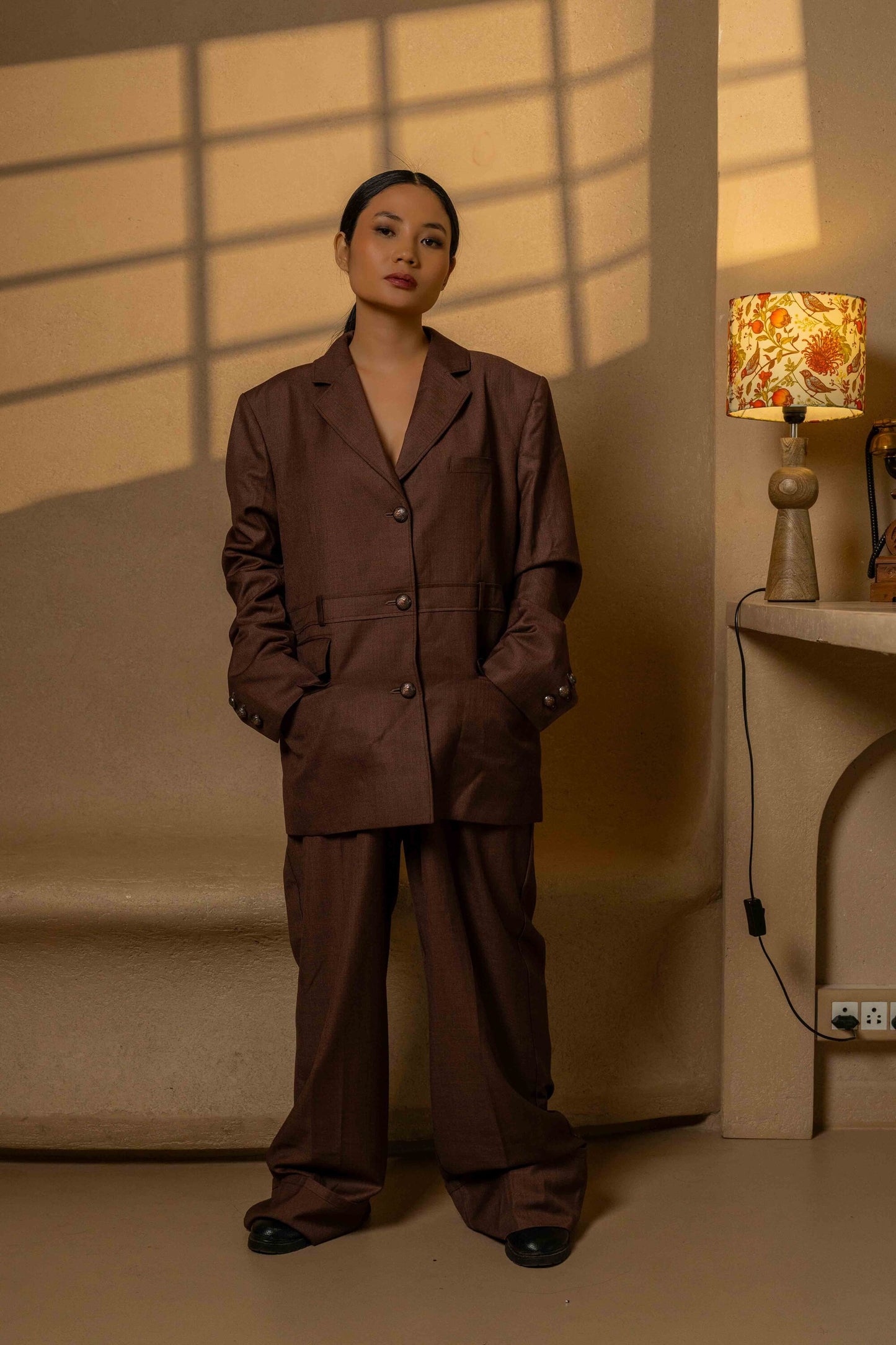 The Archivist – Chestnut Brown Utility Blazer Set