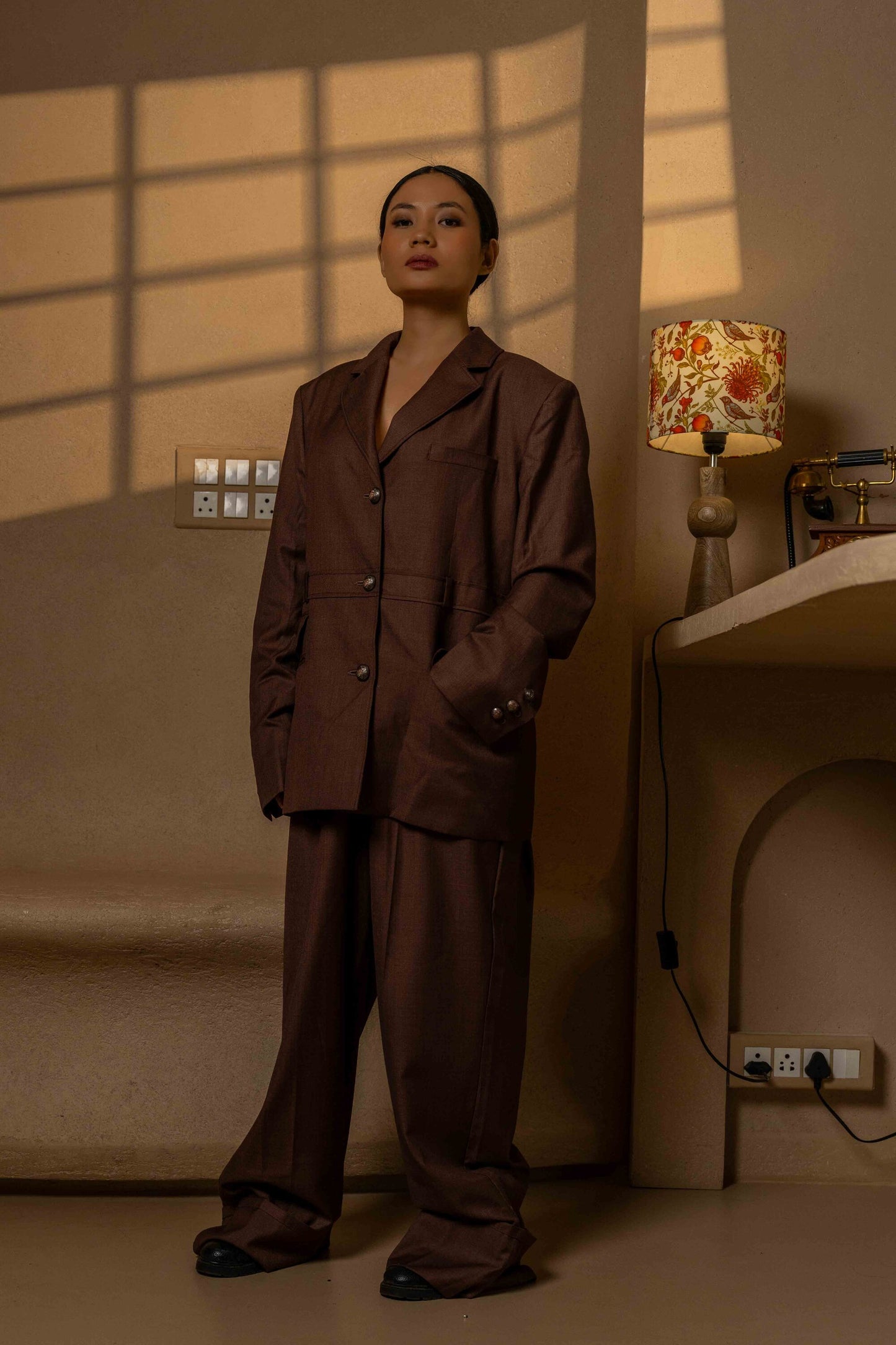 The Archivist – Chestnut Brown Utility Blazer Set
