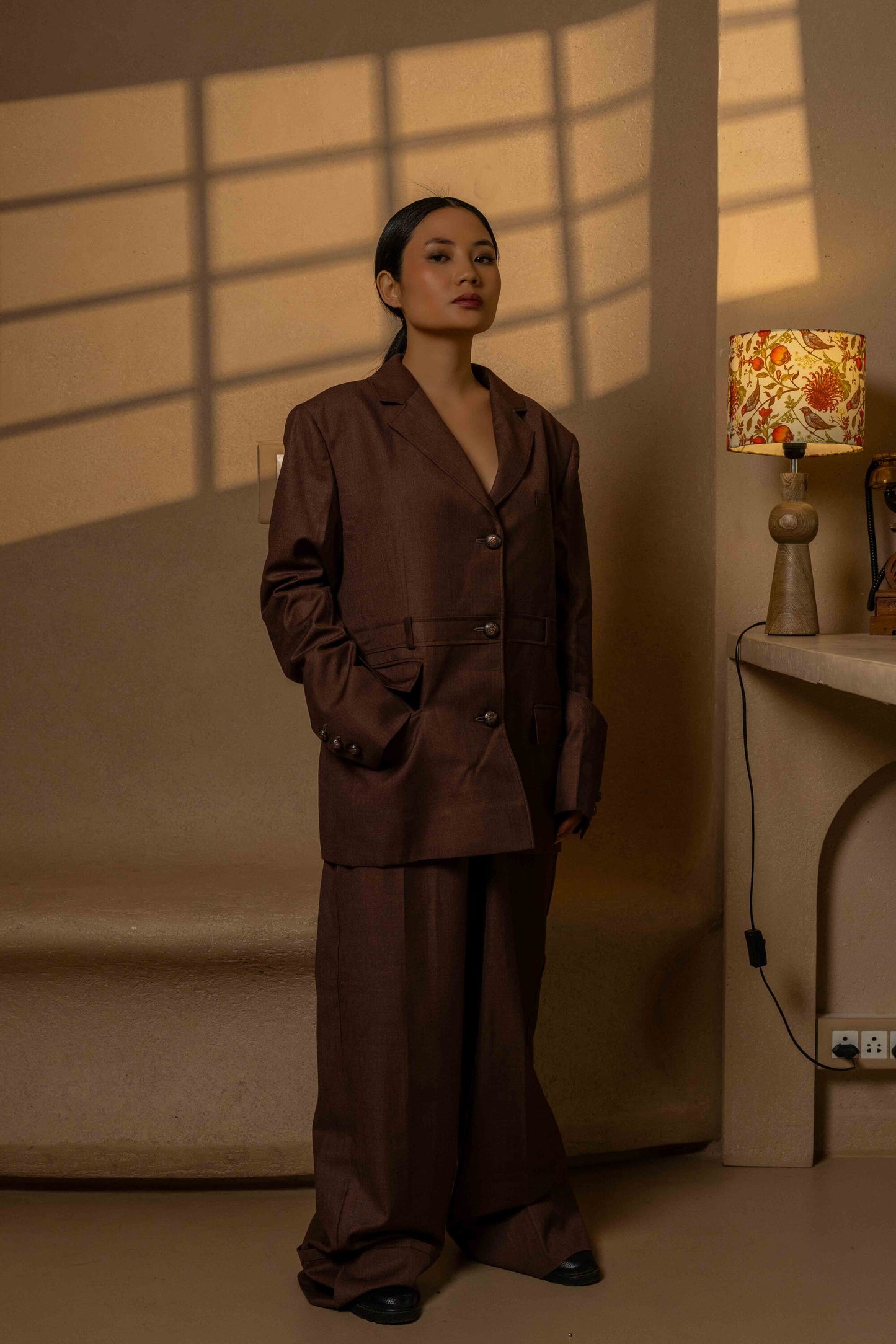 The Archivist – Chestnut Brown Utility Blazer Set