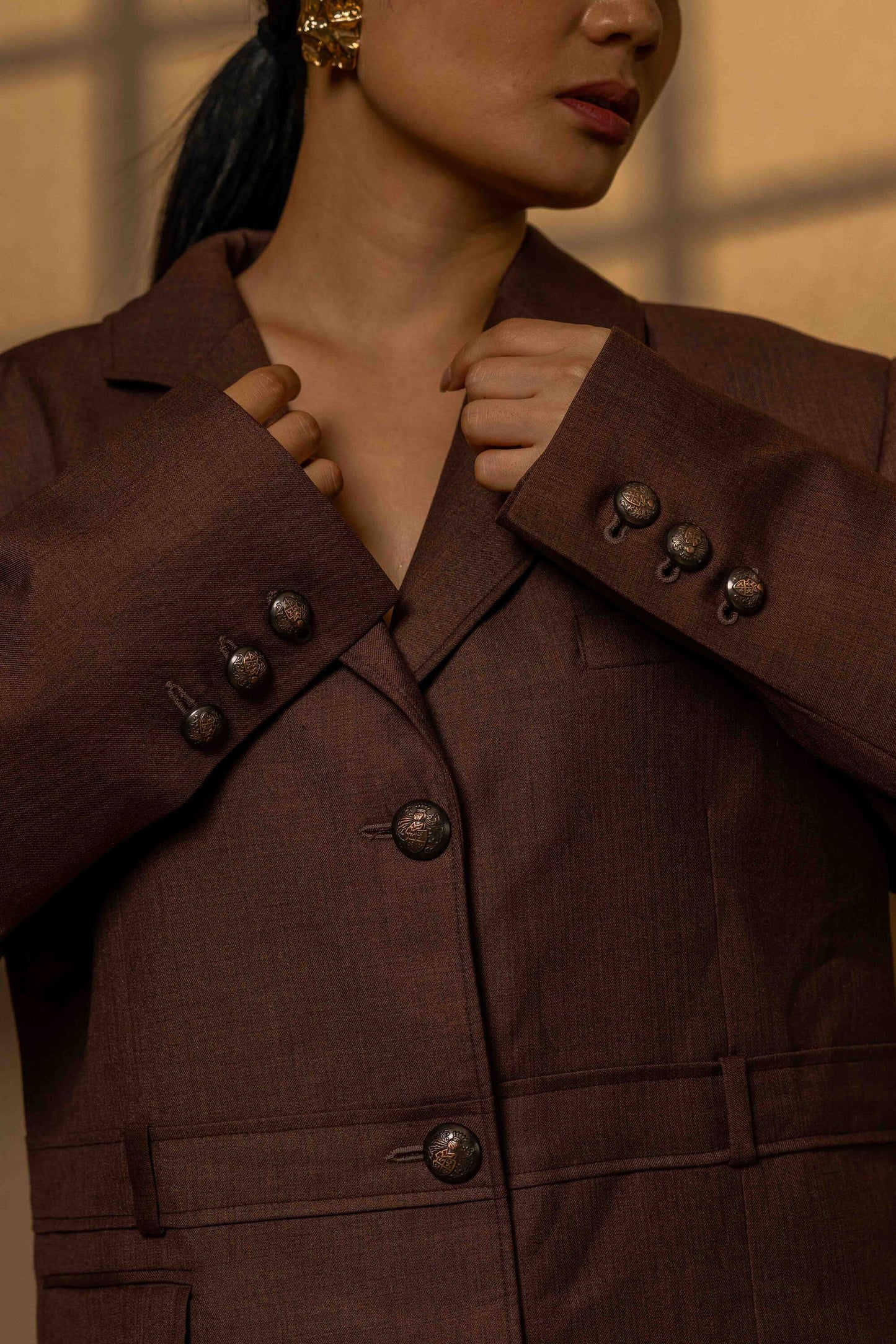 The Archivist – Chestnut Brown Utility Blazer Set