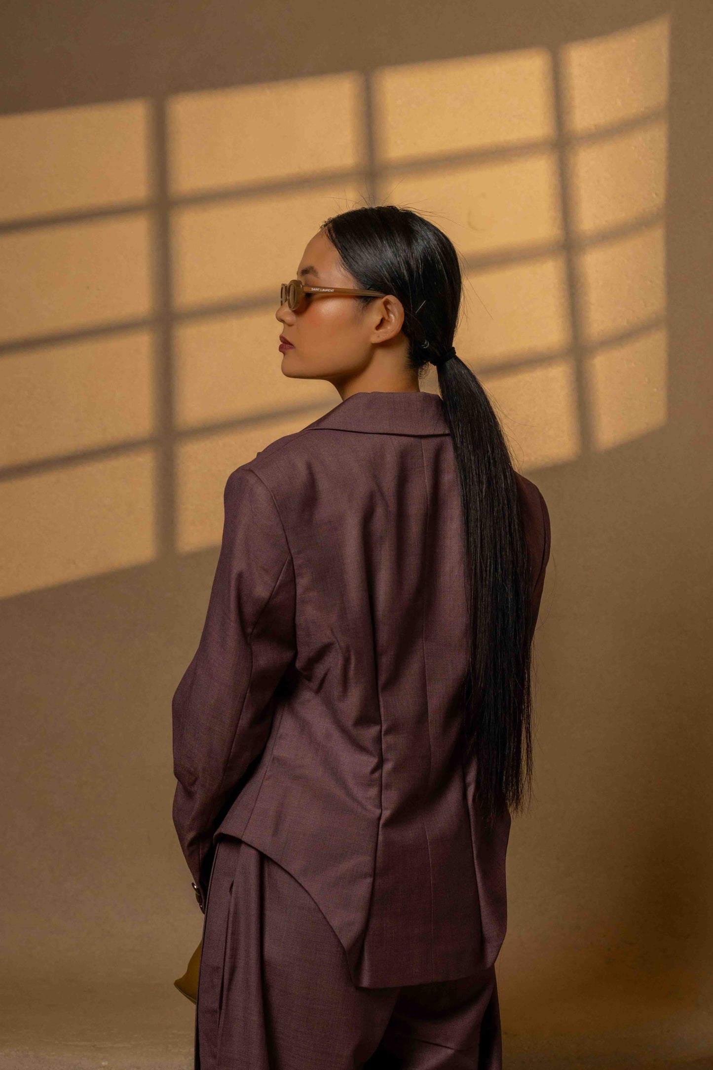 SANS Tailored Double-Breasted Purple Suit Set -Plum Noir
