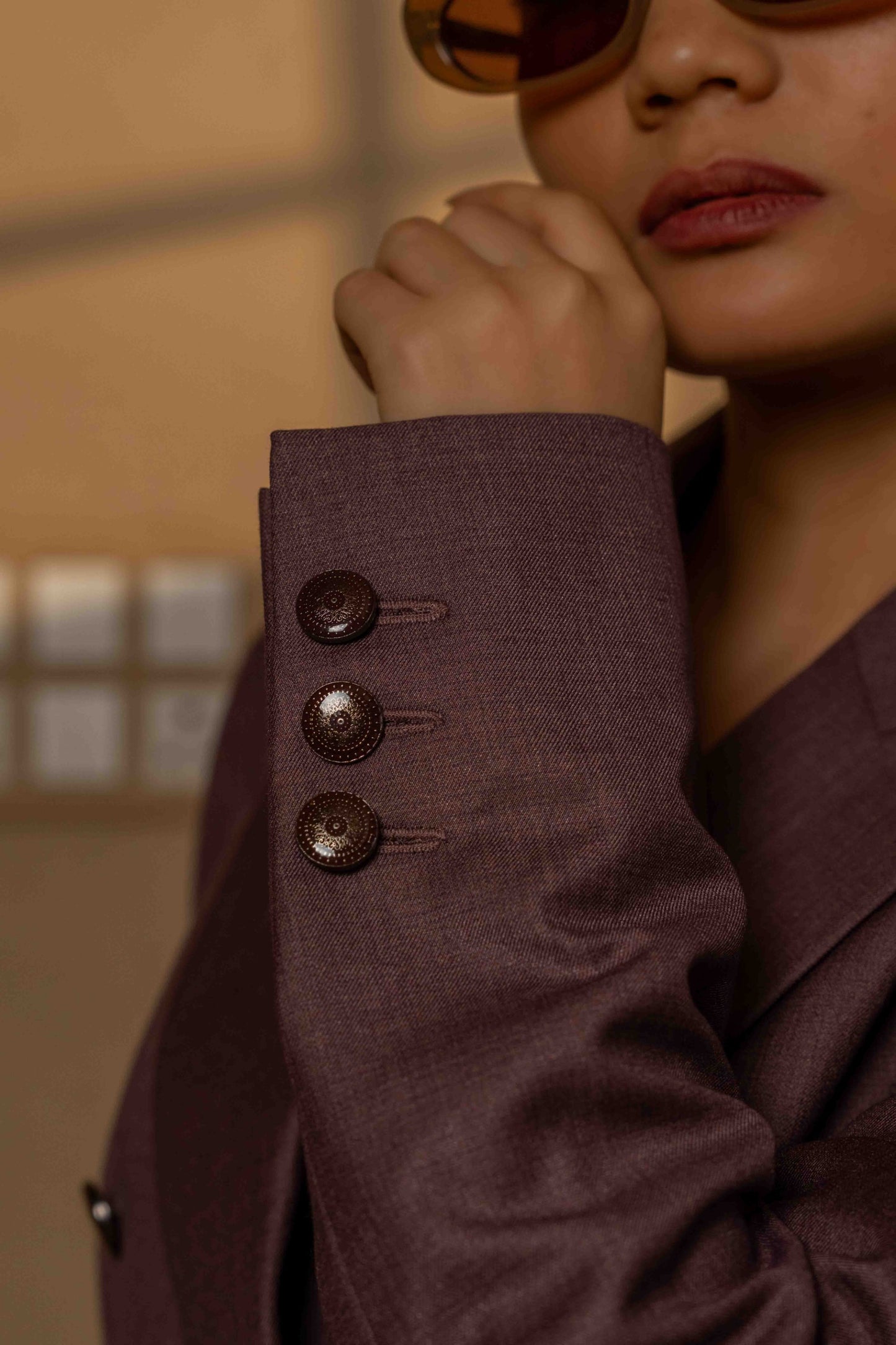 SANS Tailored Double-Breasted Purple Suit Set -Plum Noir