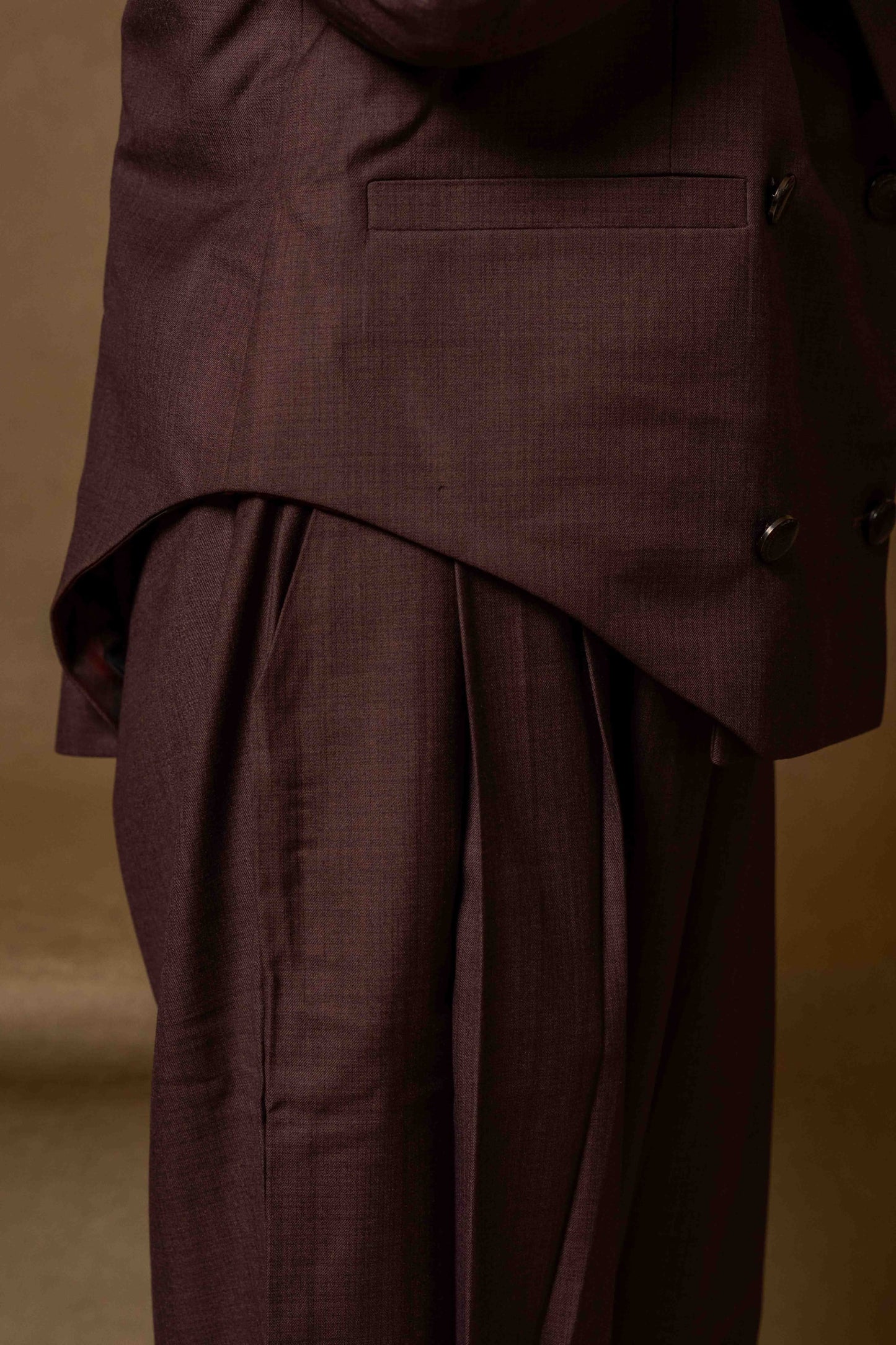 SANS Tailored Double-Breasted Purple Suit Set -Plum Noir