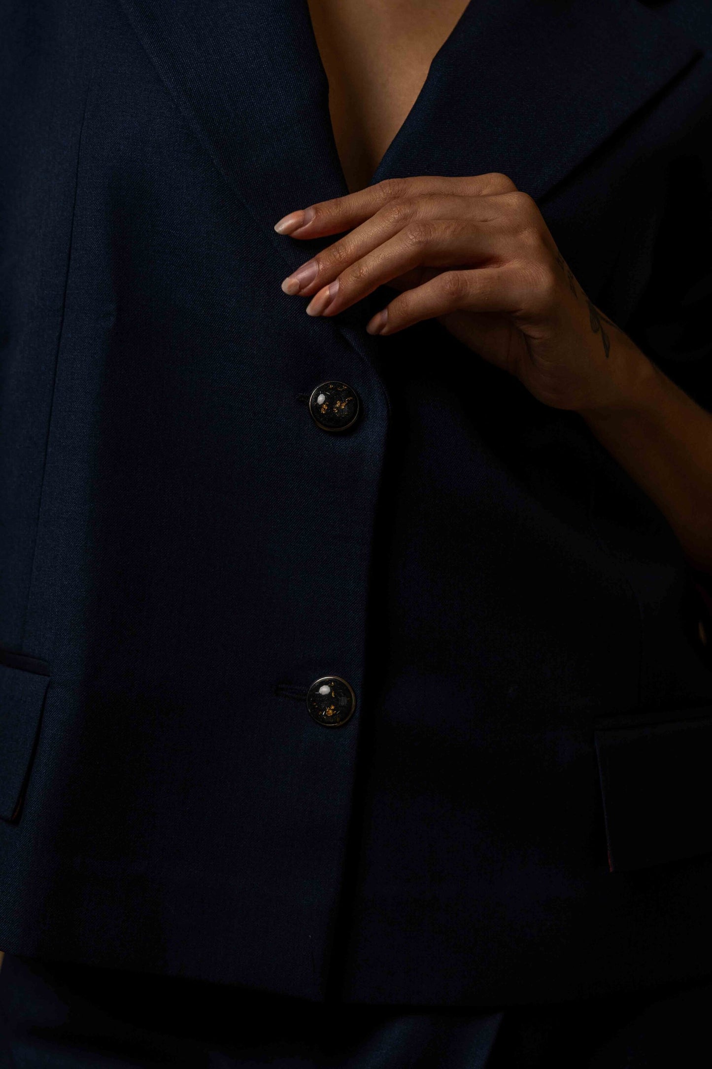 The Archivist – Navy Blue Mocha Blazer Set
