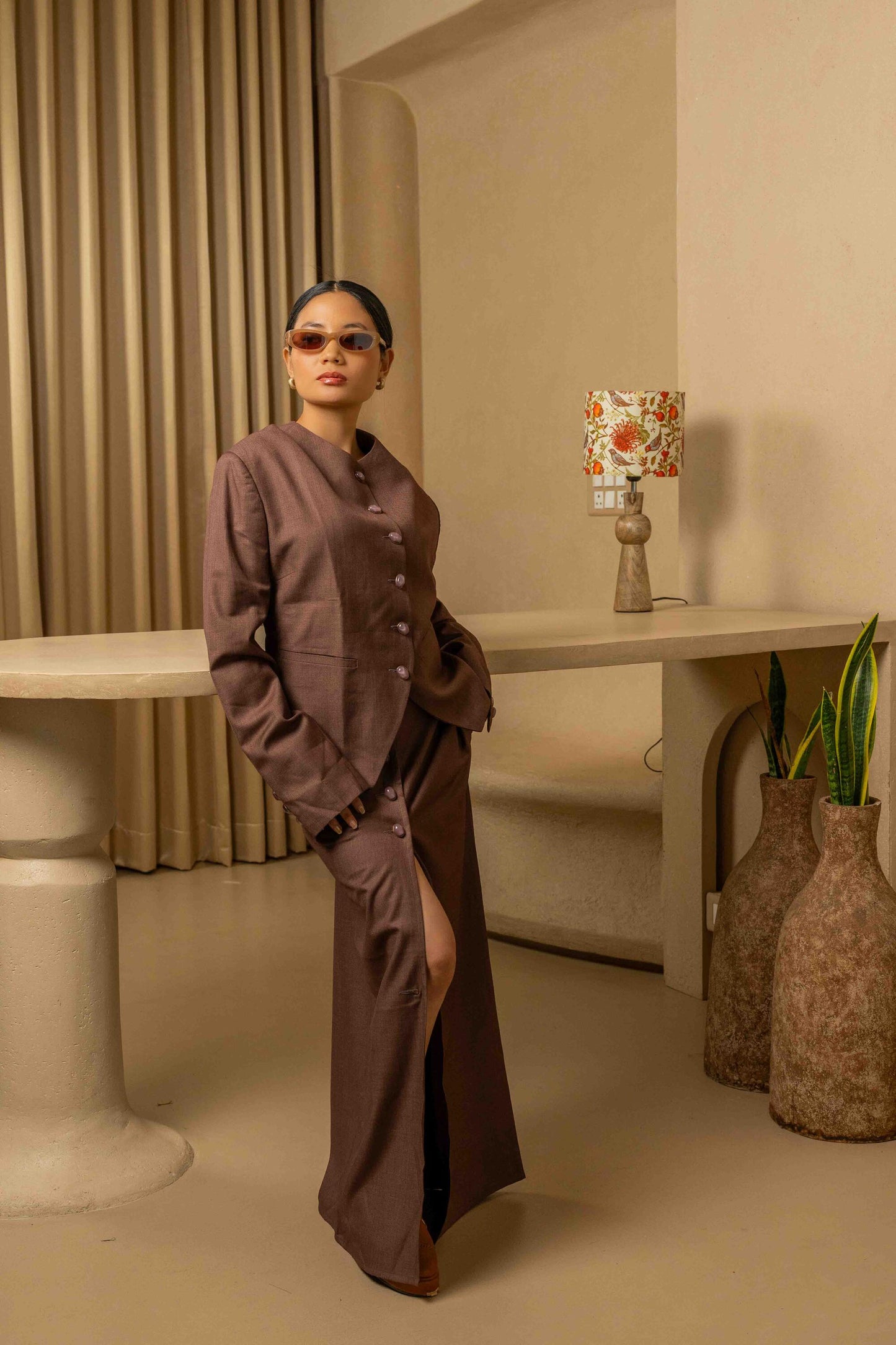 SANS Midnight Elegance Purple Blazer & Skirt Co-ord