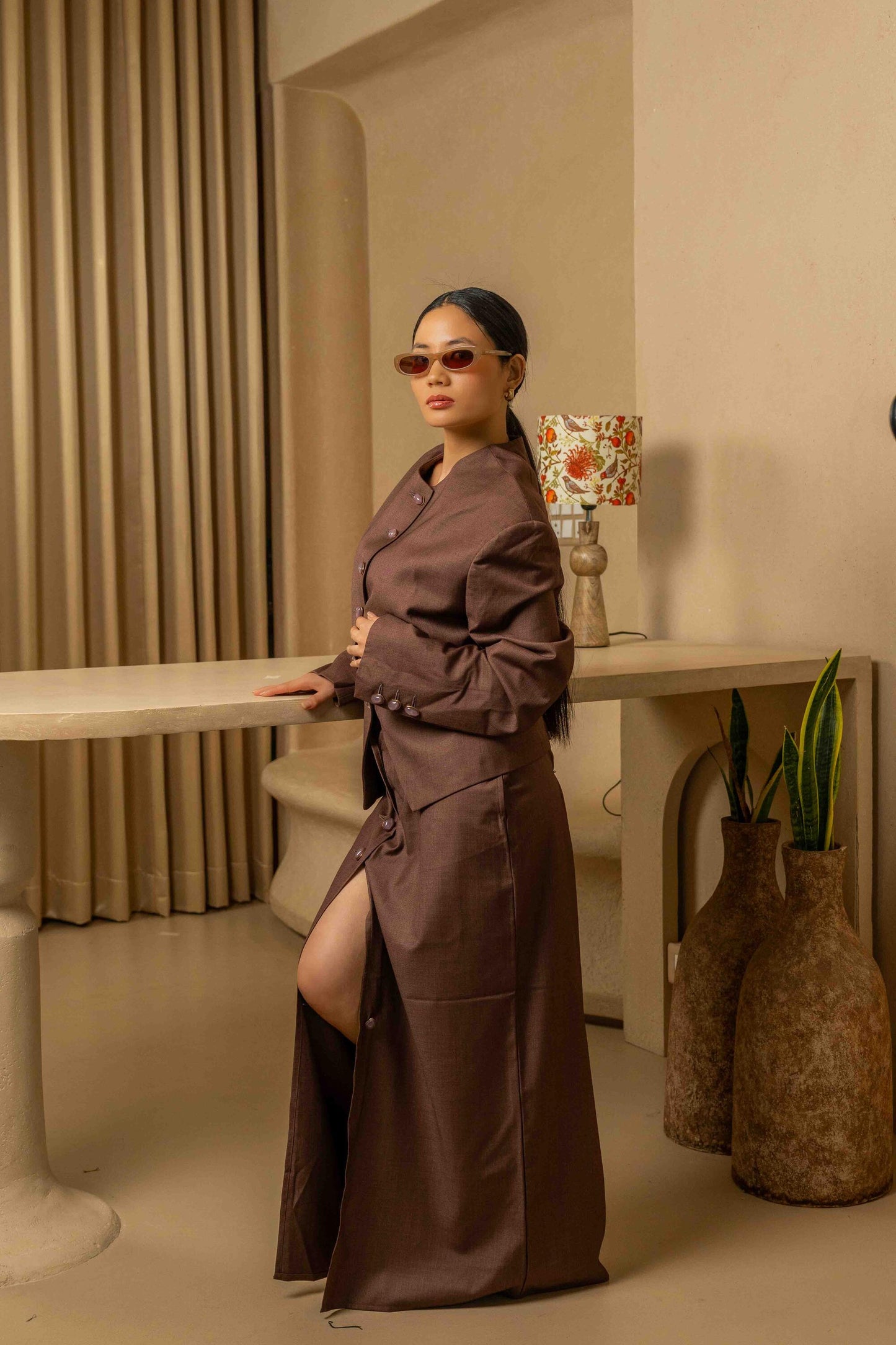 SANS Midnight Elegance Purple Blazer & Skirt Co-ord