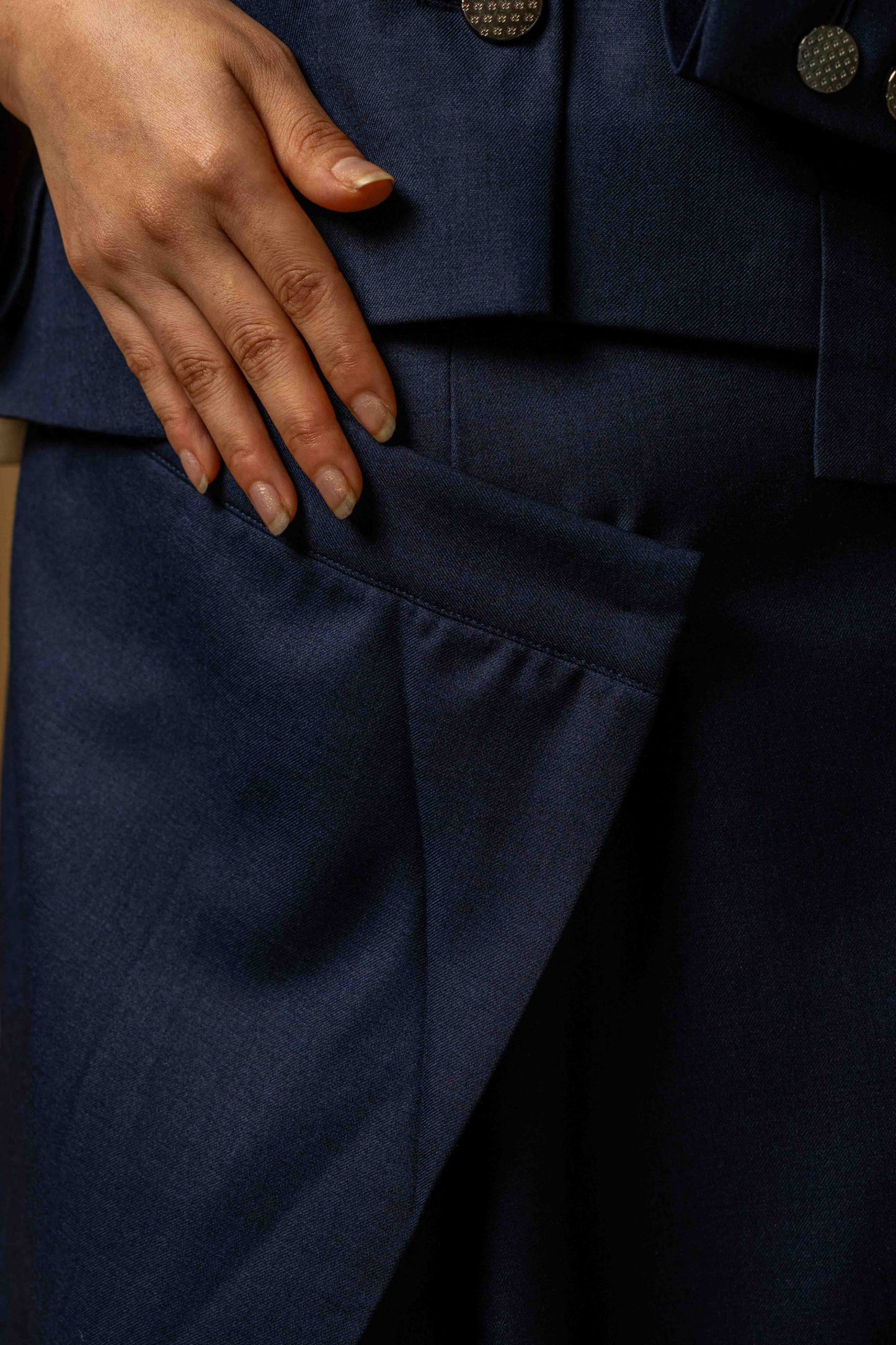 SANS Cropped Blazer & Overlap Trouser Set -Midnight Navy