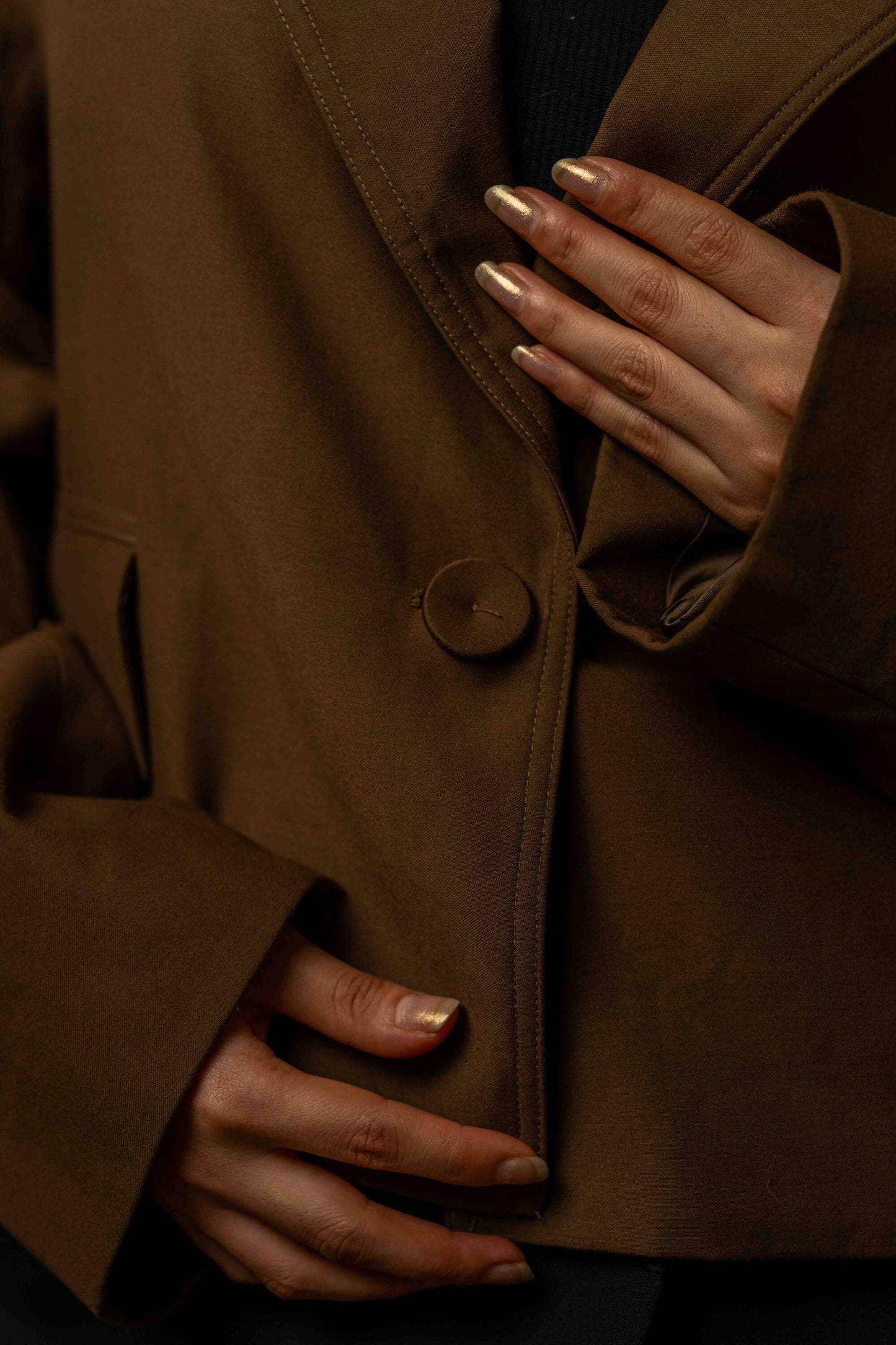 Cropped Oversized Blazer -Mocha Brown
