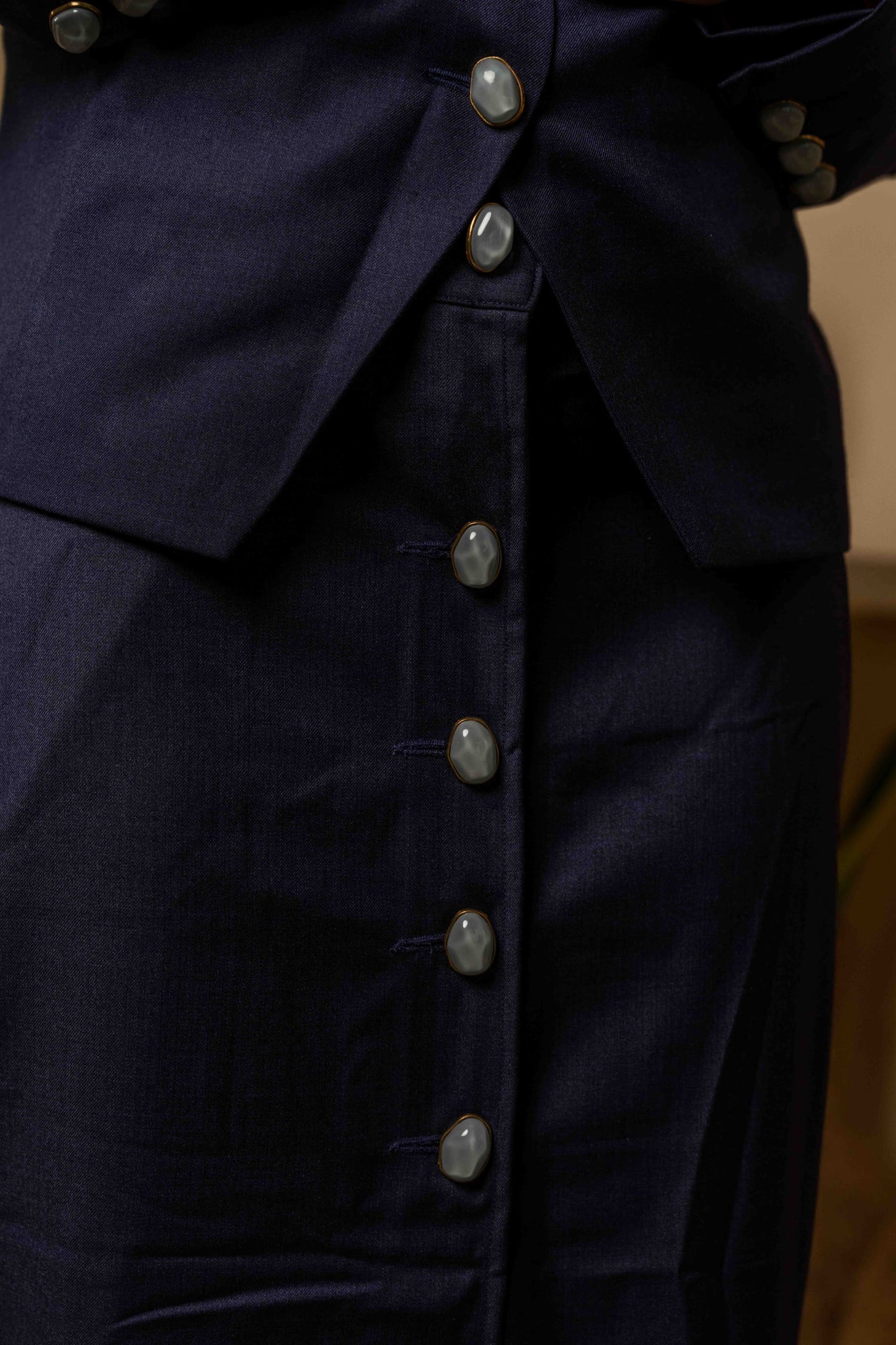 SANS Midnight Elegance Navy Blue Blazer & Skirt Co-ord