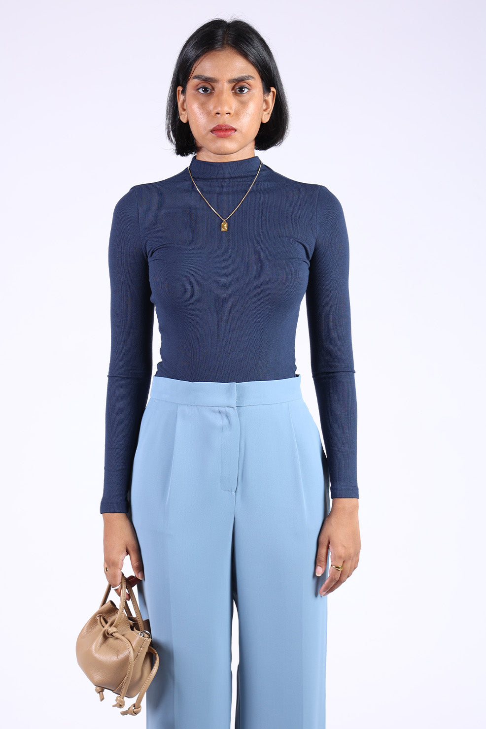 Dark Blue Polo Neck T-Shirt