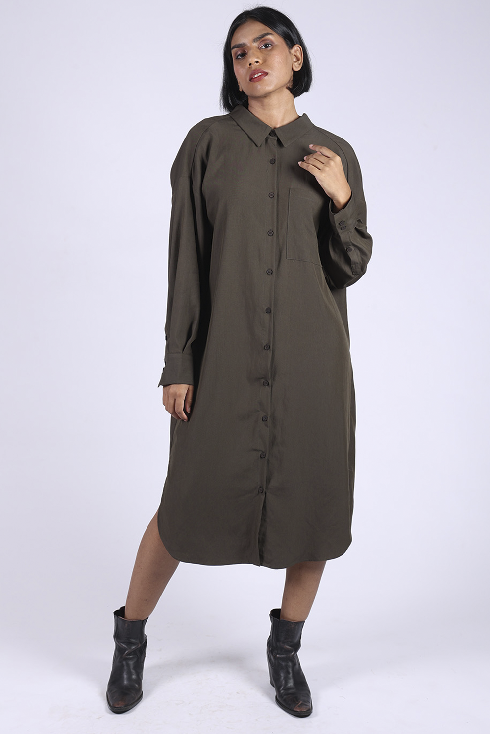 Green Cotton Long Shirt