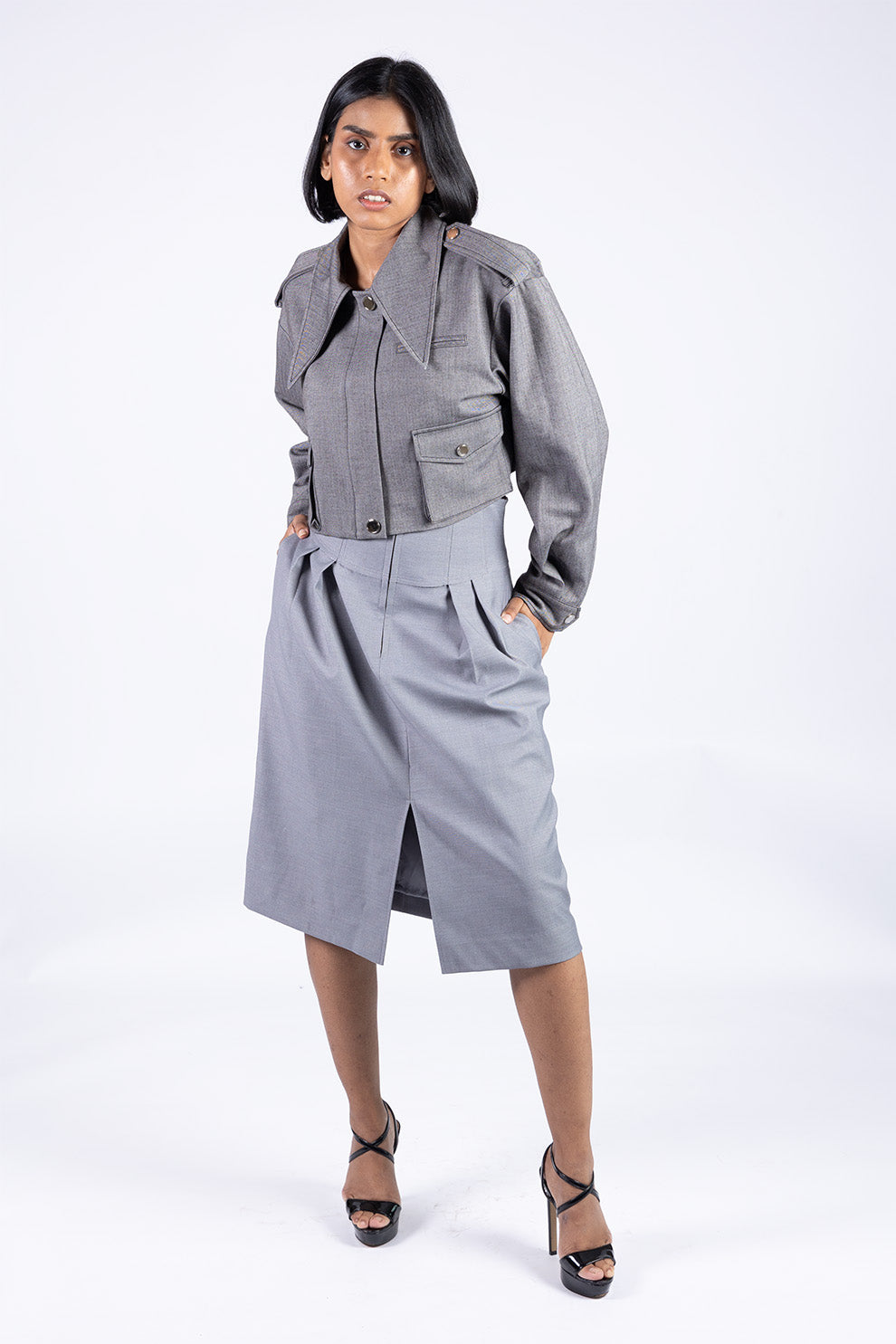 Elegant Grey Cotton Skirt