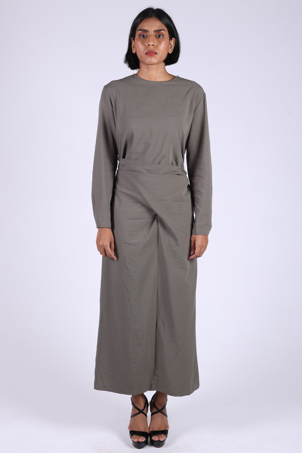 Grey Long Wrap Dress