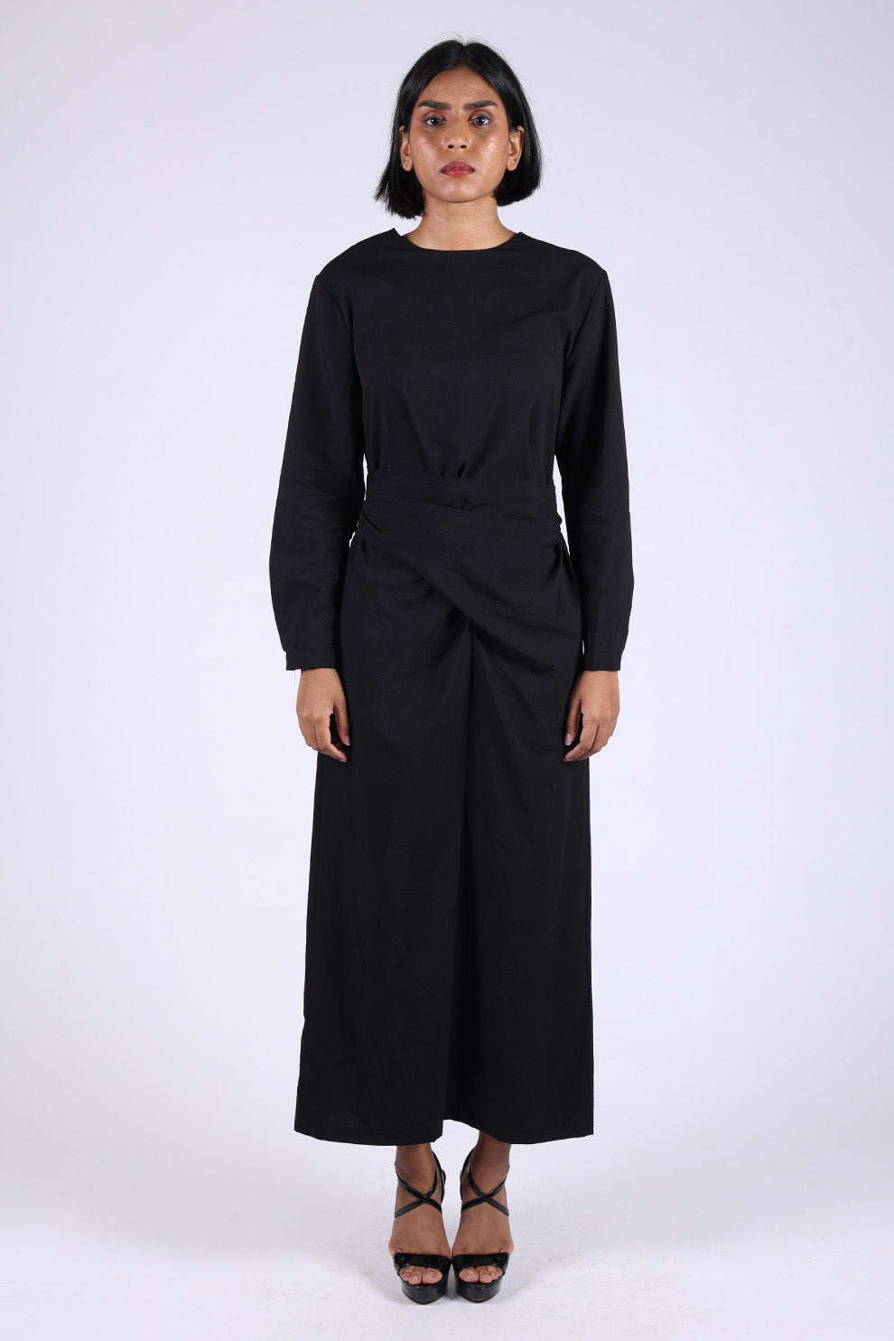 Black Long Wrap Dress