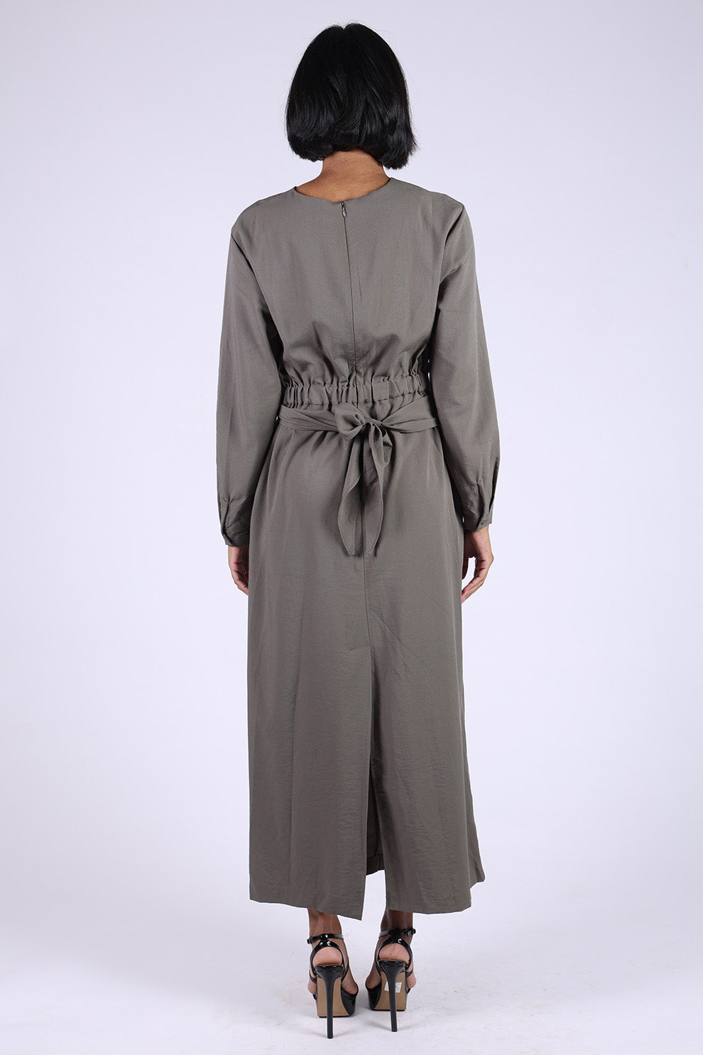 Grey Long Wrap Dress