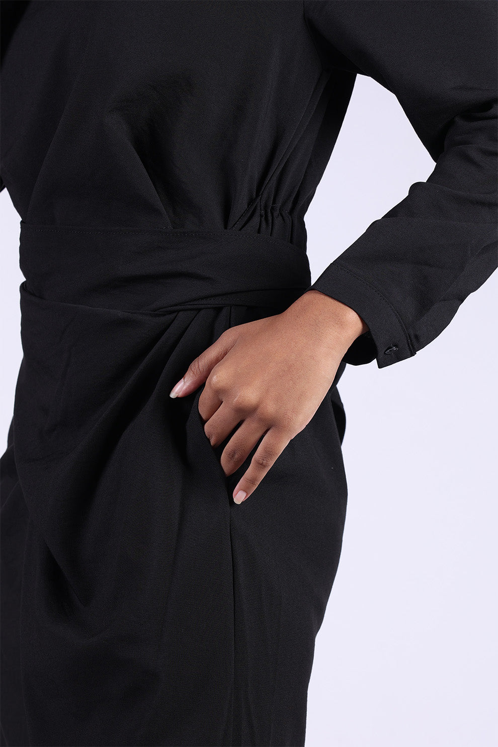 Black Long Wrap Dress