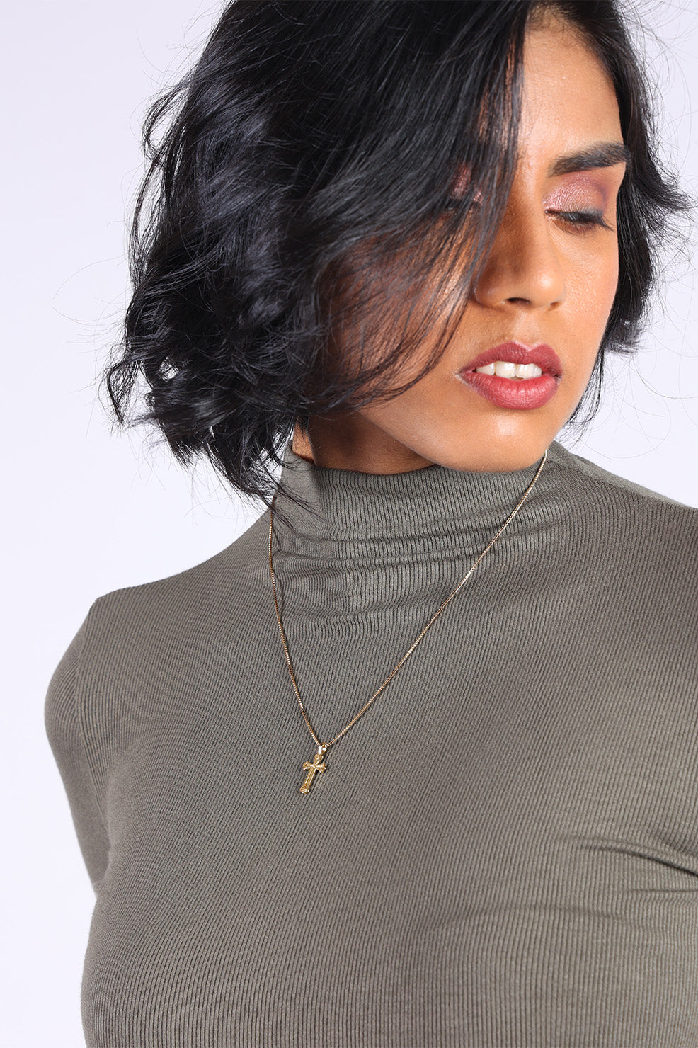 Grey Cotton Turtle Neck T-Shirt