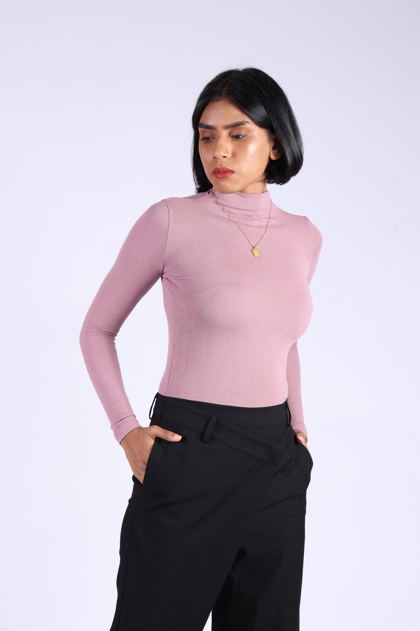 Pink Cotton Polo Neck T-shirt