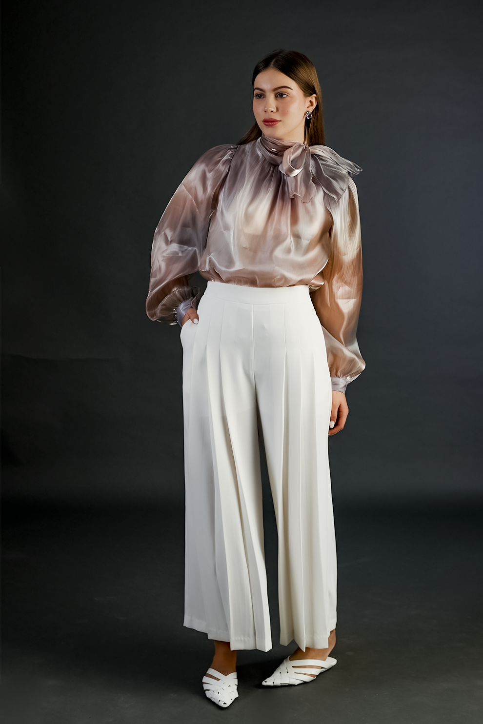White Pleated Pants