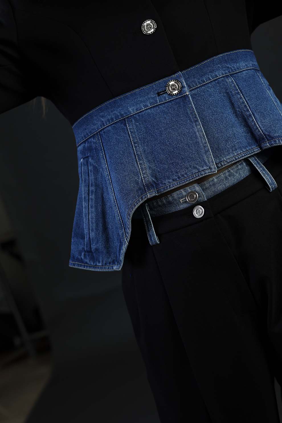 Denim Crop Jacket with Collar