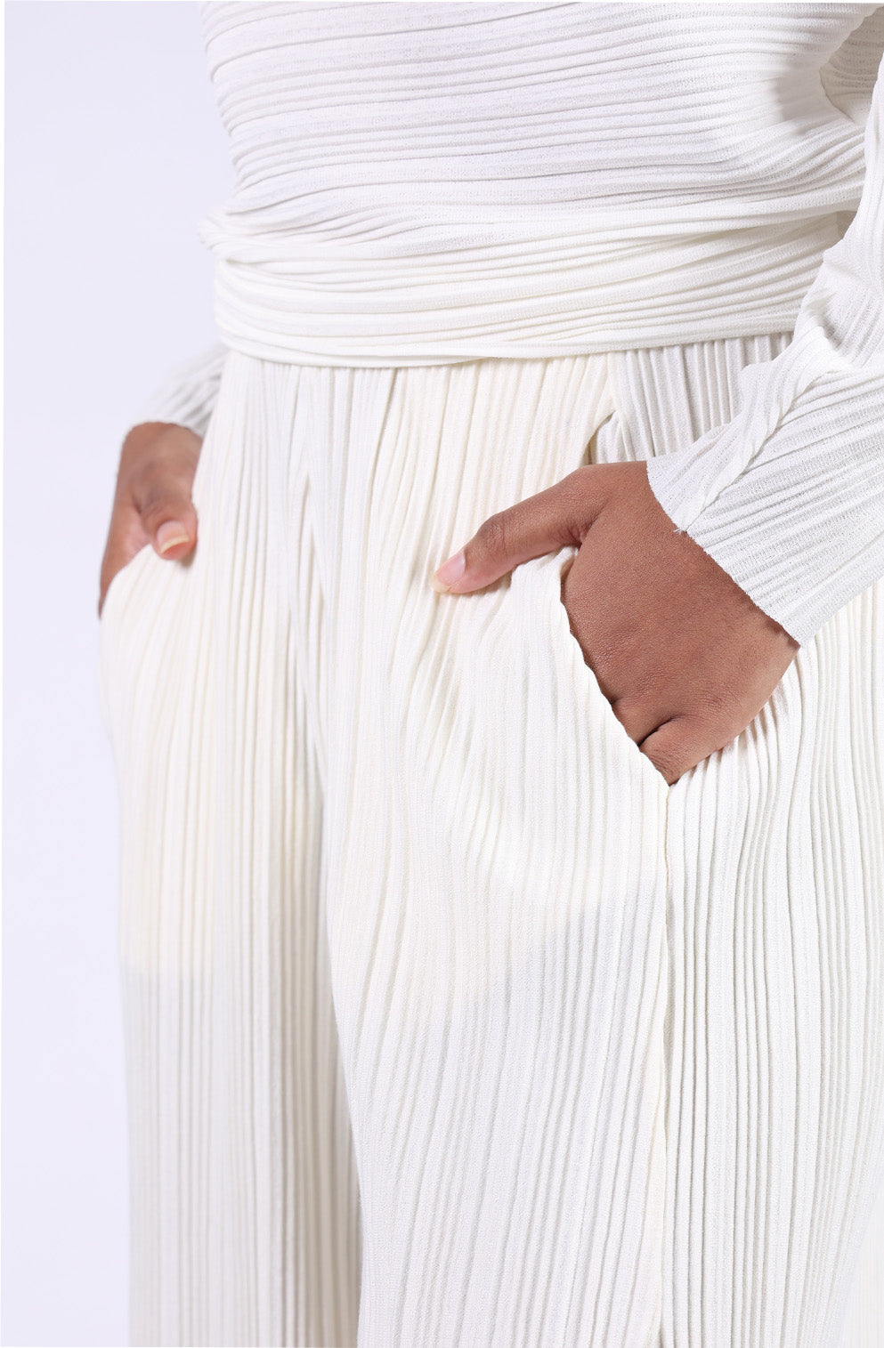 White Pleated Top & Matching Pleated Pants