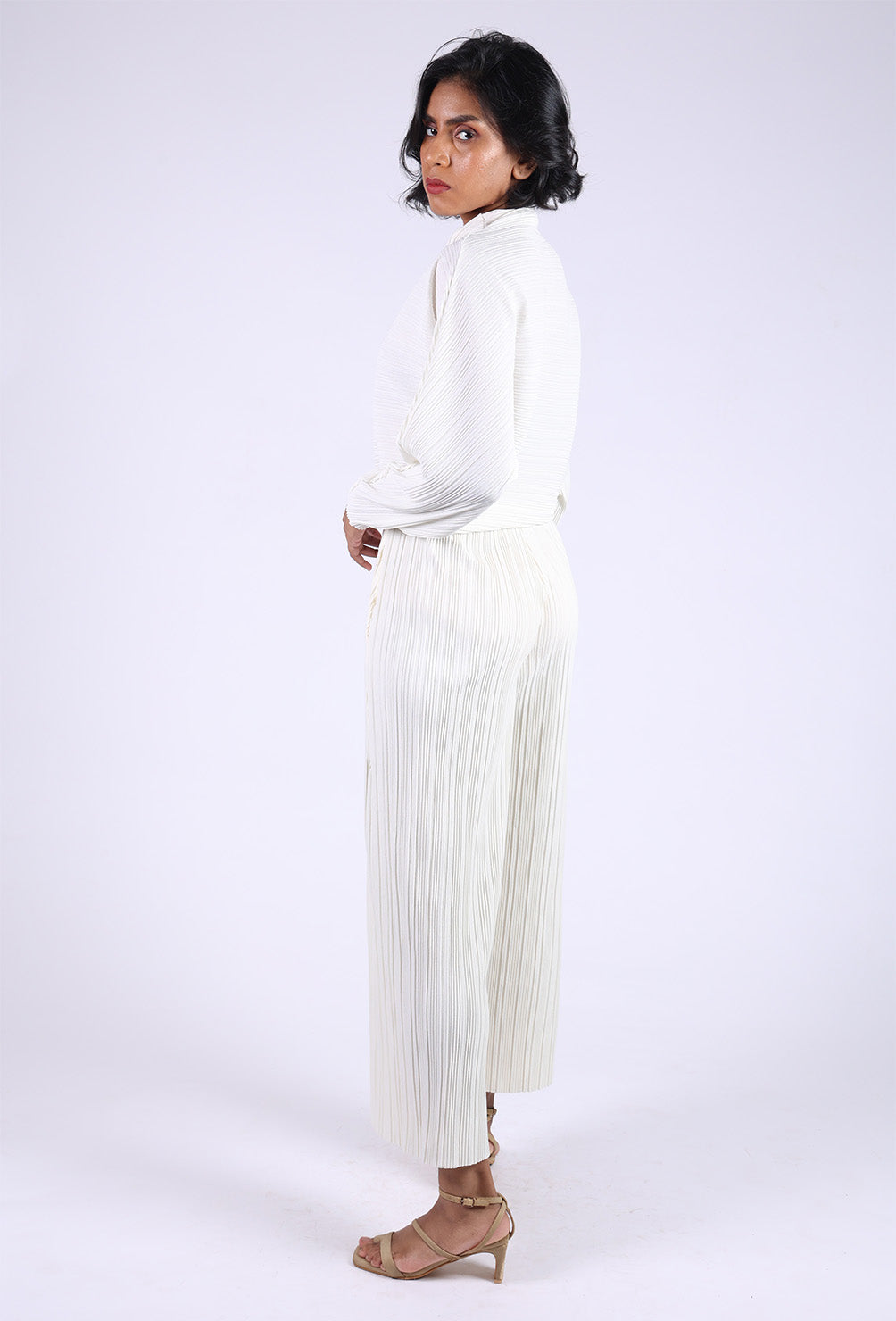 White Pleated Top & Matching Pleated Pants
