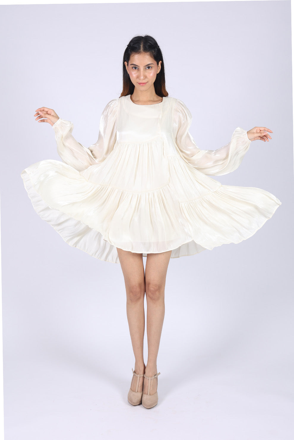 White Silk Short Dress