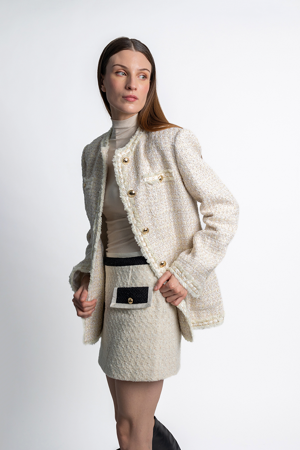 Off-White Cotton Tweed Jacket